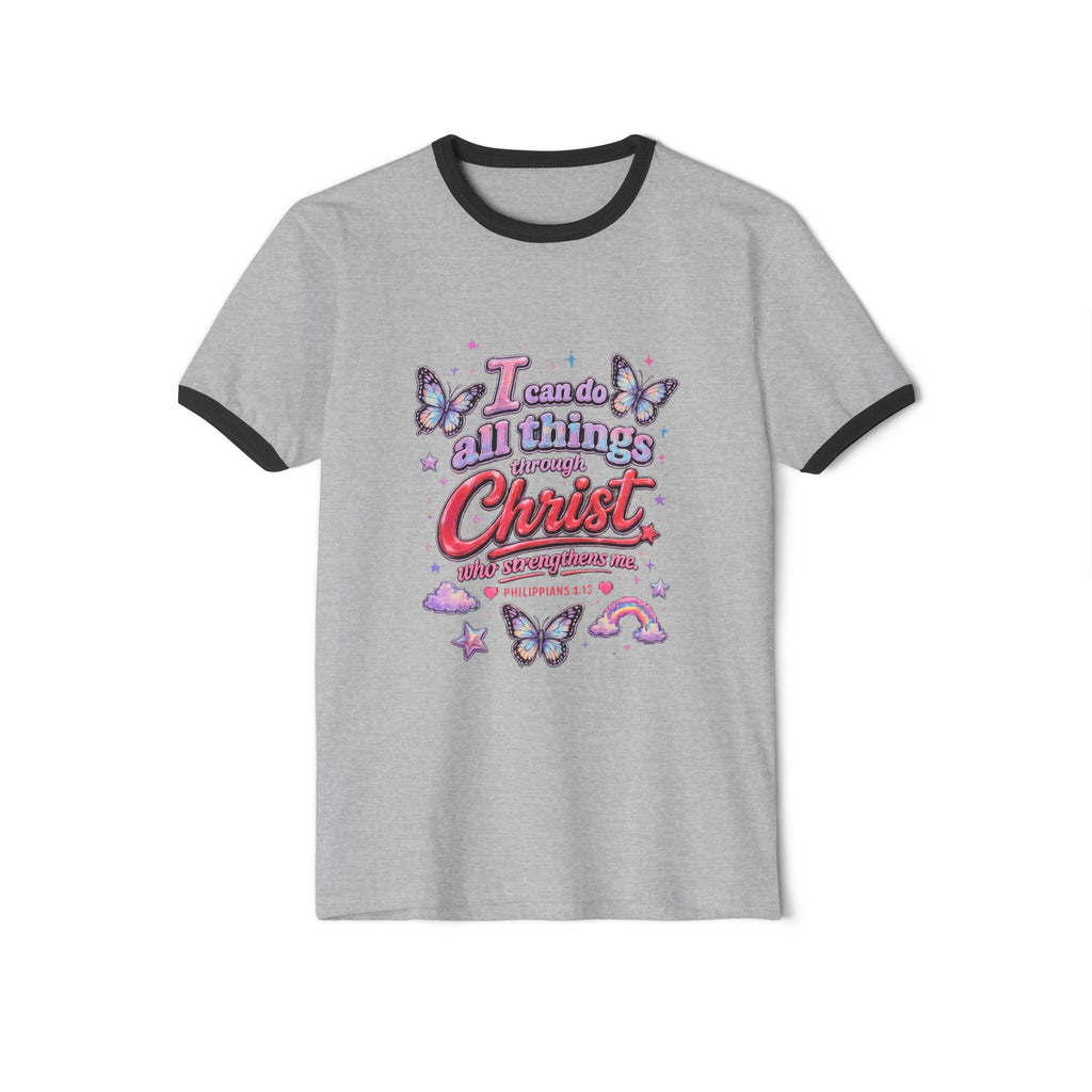 'I can do all things through Christ who strengthens me' Cotton Ringer T-Shirt