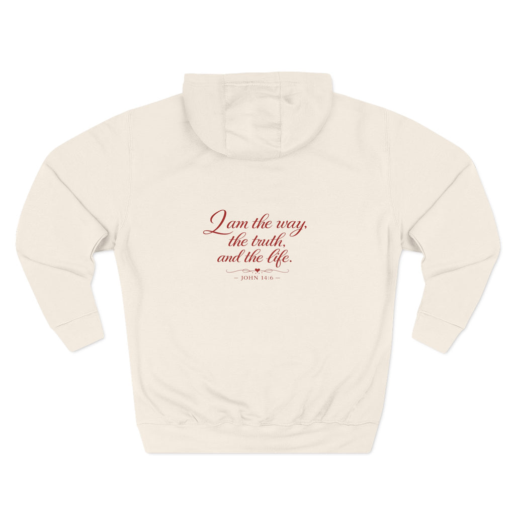 Faith Quote Hoodie — "I am the way, the truth, and the life" Fleece Pullover