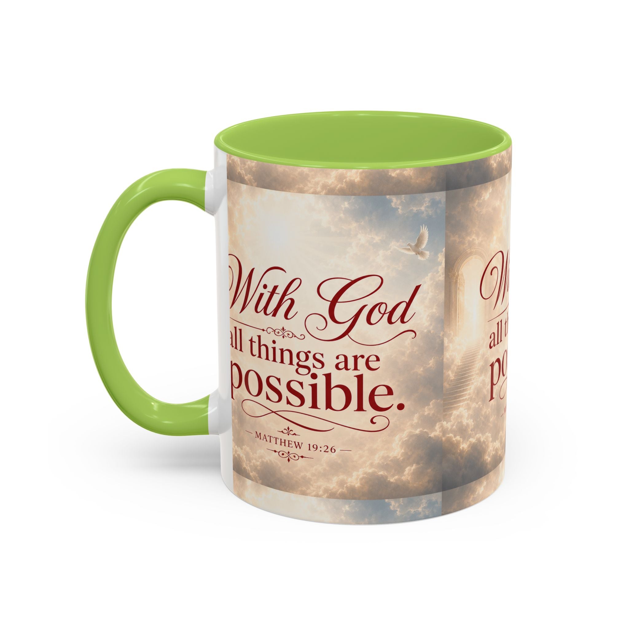 With God All Things Are Possible Accent Coffee Mug – Inspirational Christian Scripture 11/15oz