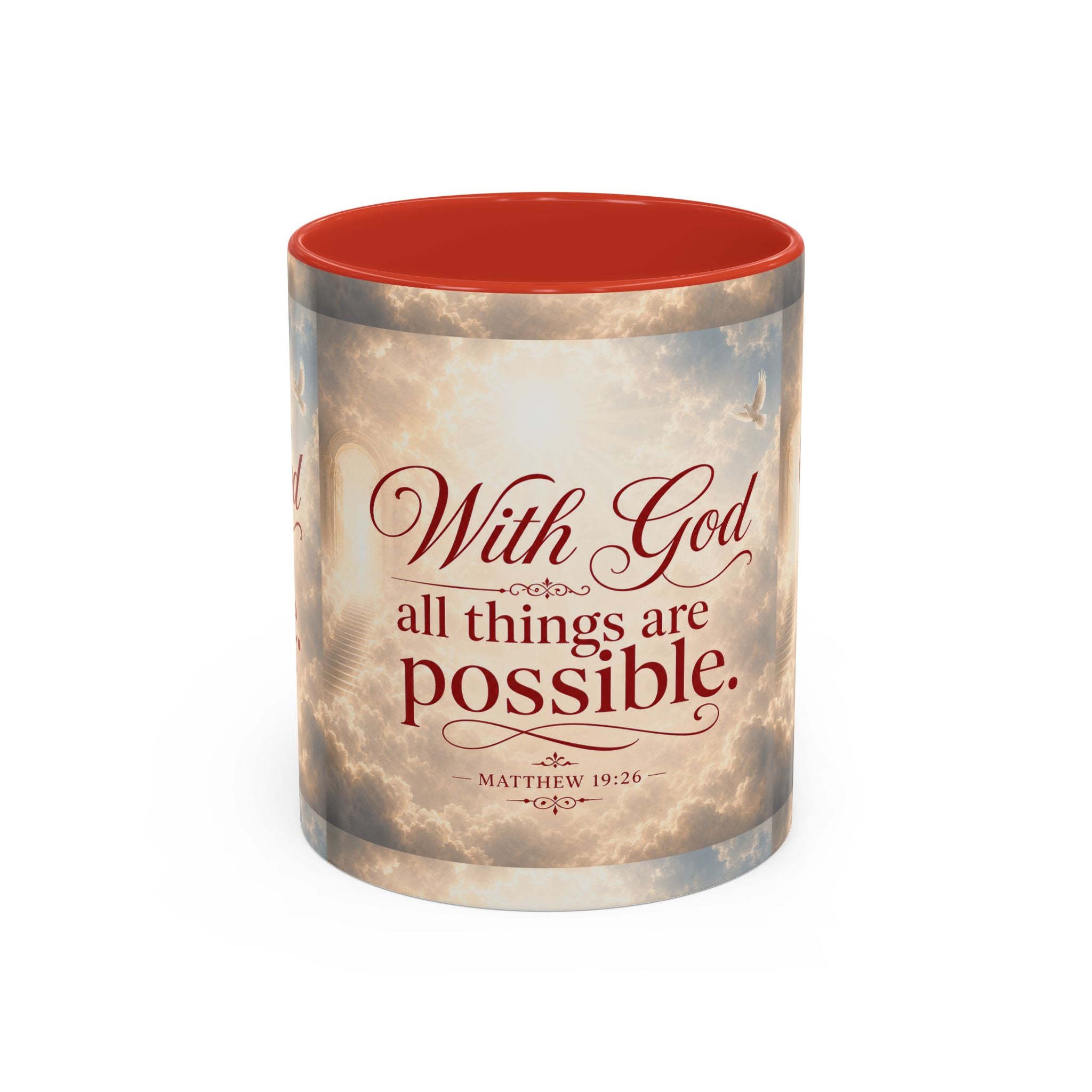 With God All Things Are Possible Accent Coffee Mug – Inspirational Christian Scripture 11/15oz