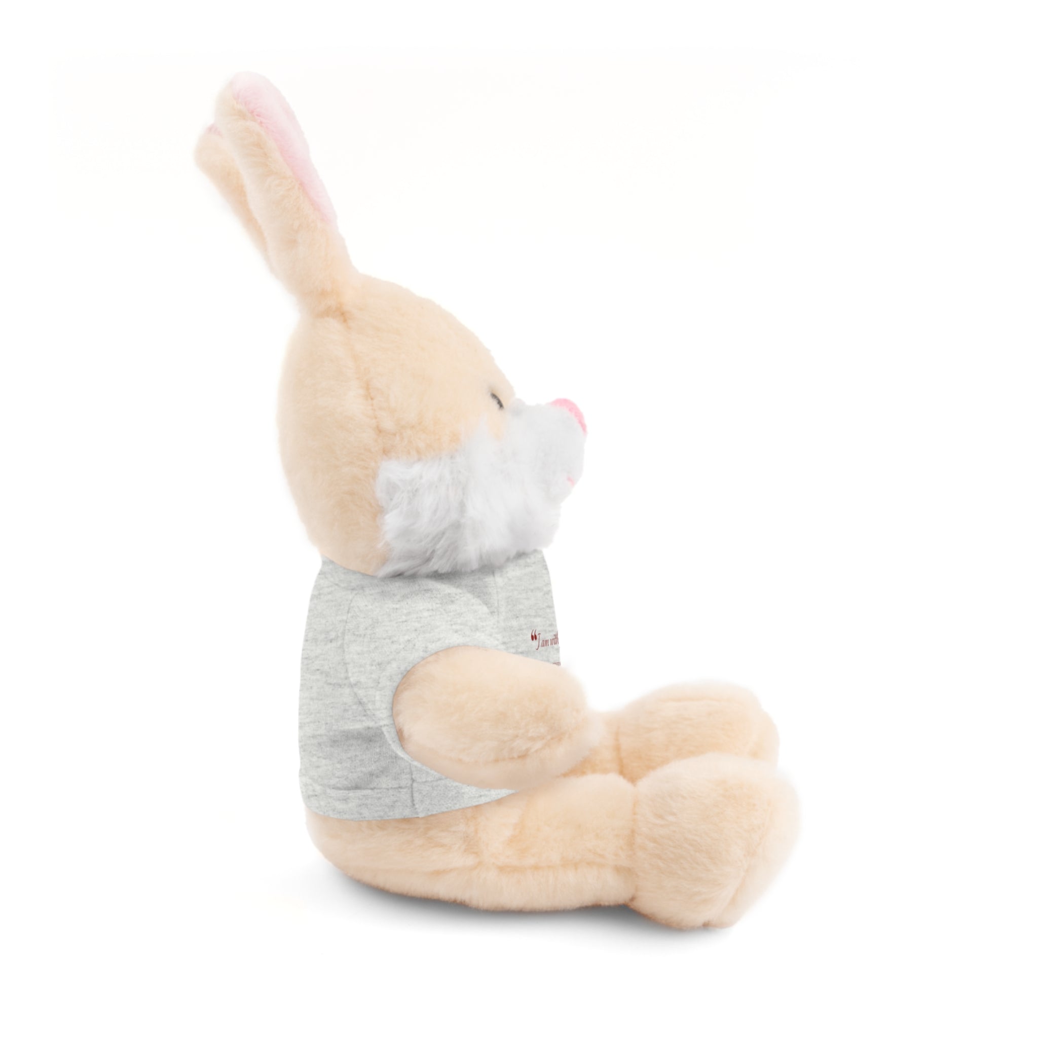 Plush Bear with “I am with you always.” — Matthew 28:20 Custom Tee – Soft Brown Teddy Gift