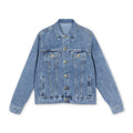 Denim Jacket — Men's 'Words in Red' Cross Back Logo Jacket