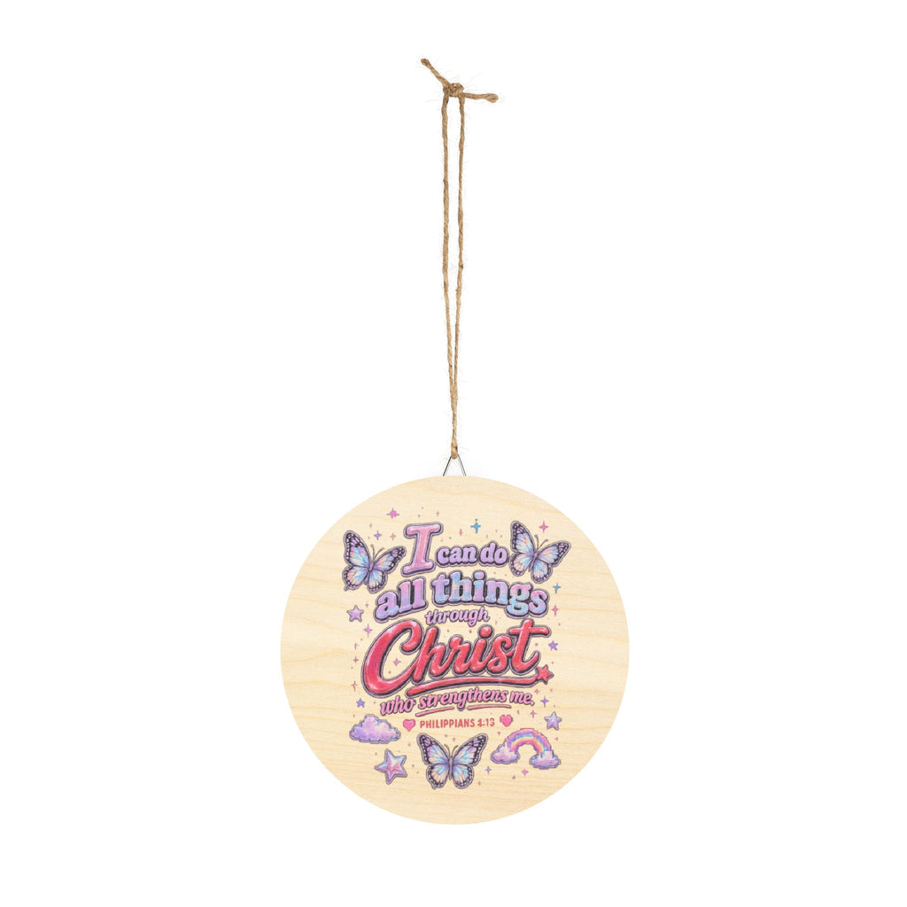 Wood Sign — "I Can Do All Things Through Christ" Inspirational Girls' Wall Decor