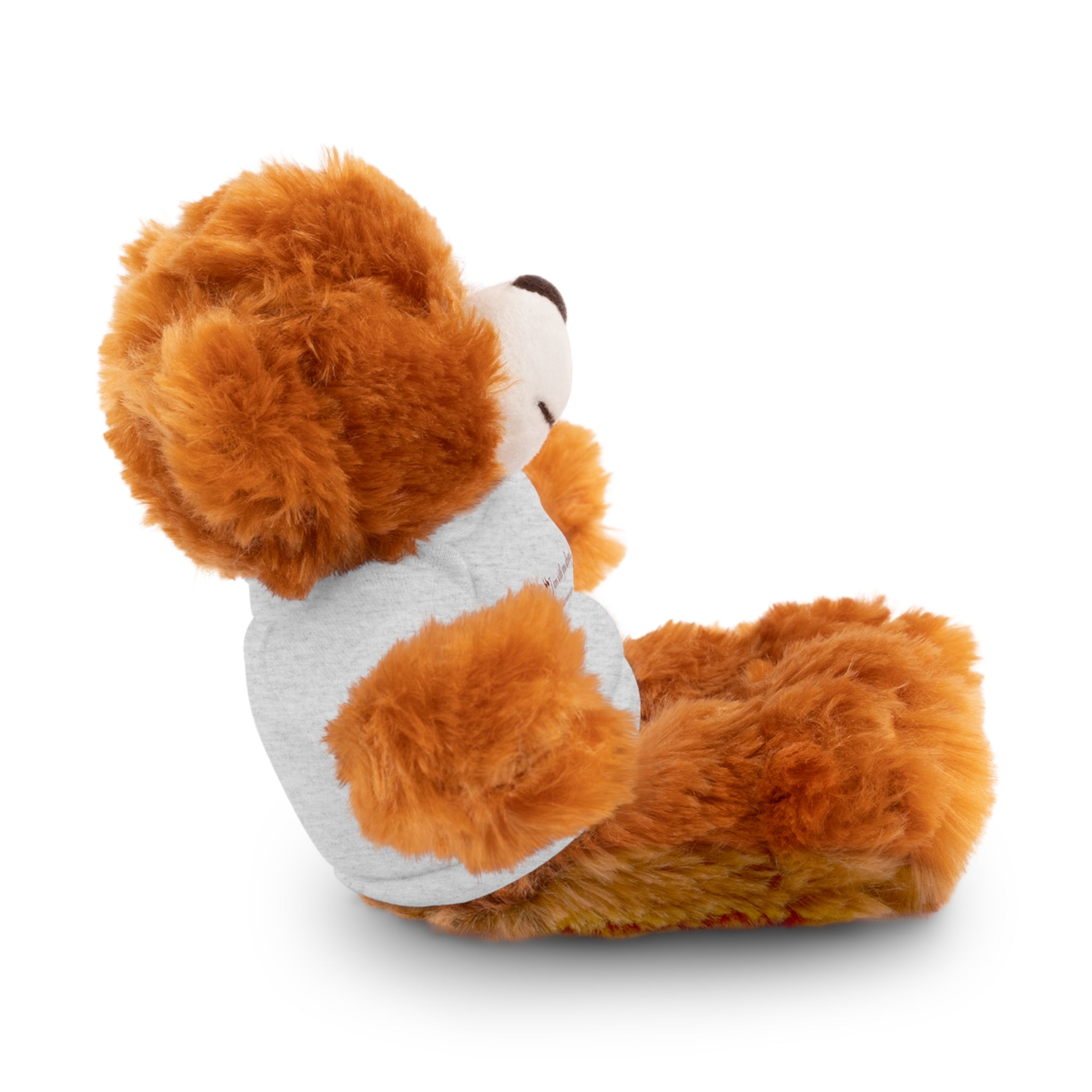 Plush Bear with “I am with you always.” — Matthew 28:20 Custom Tee – Soft Brown Teddy Gift