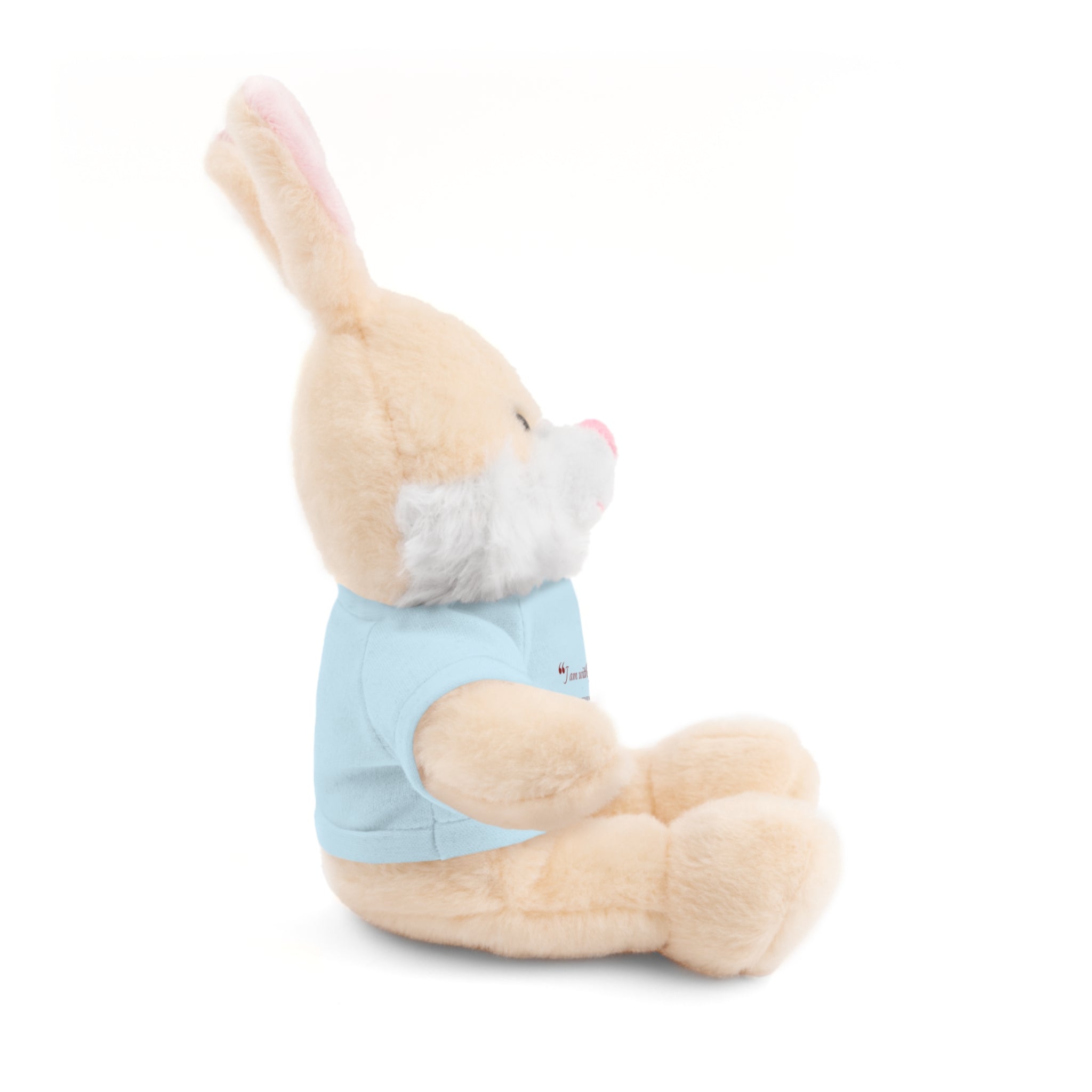 Plush Bear with “I am with you always.” — Matthew 28:20 Custom Tee – Soft Brown Teddy Gift