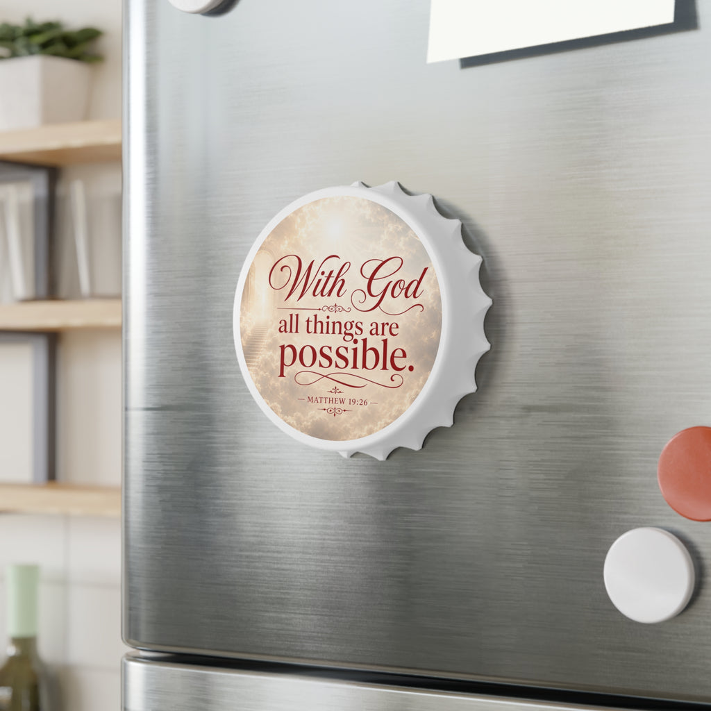 With God All Things Are Possible Bottle Opener — Inspirational Christian Tool