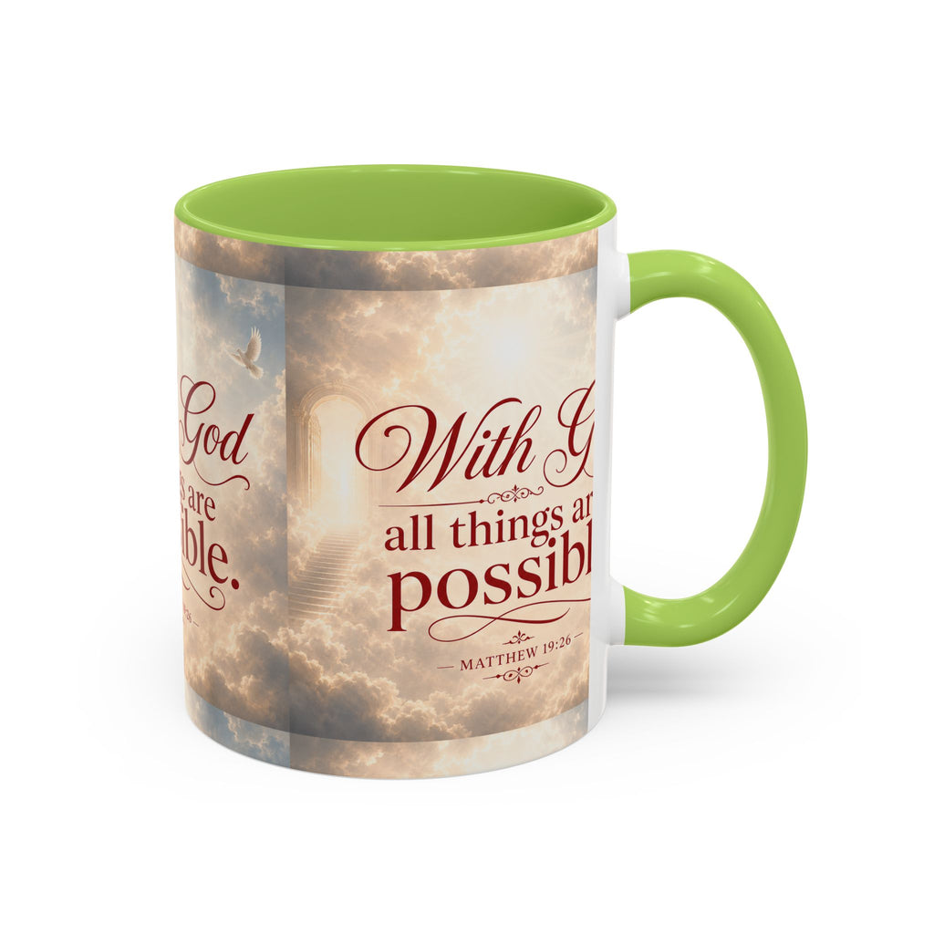 With God All Things Are Possible Accent Coffee Mug – Inspirational Christian Scripture 11/15oz