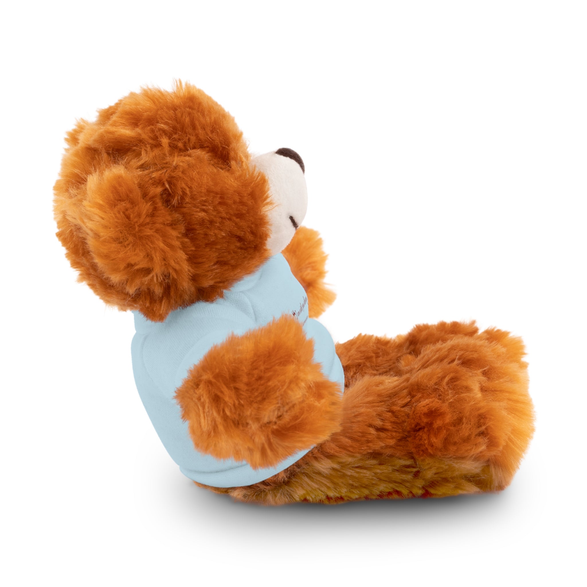 Plush Bear with “I am with you always.” — Matthew 28:20 Custom Tee – Soft Brown Teddy Gift