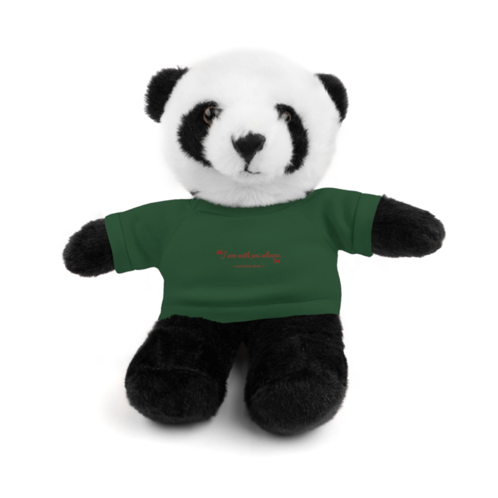 Plush Bear with “I am with you always.” — Matthew 28:20 Custom Tee – Soft Brown Teddy Gift