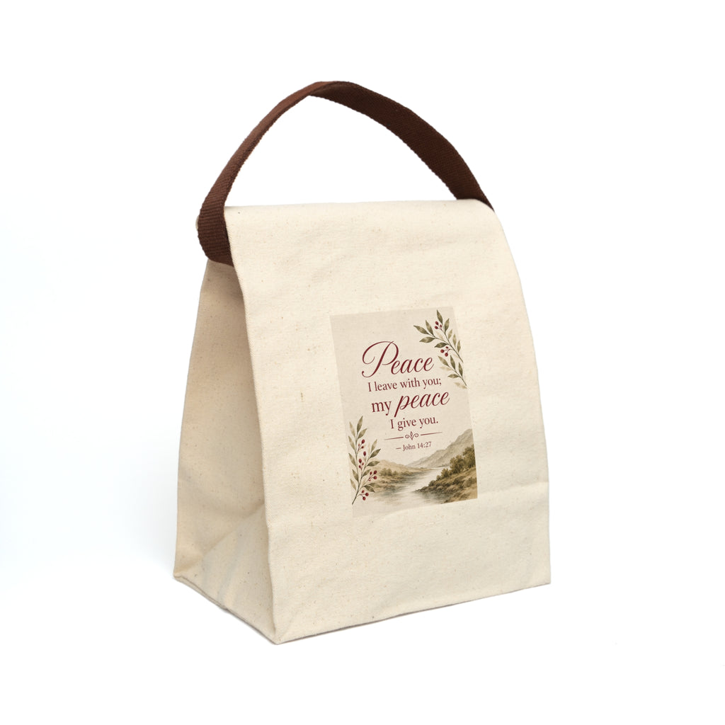 Canvas Lunch Bag — "Peace I Leave With You" Inspirational Scripture Tote