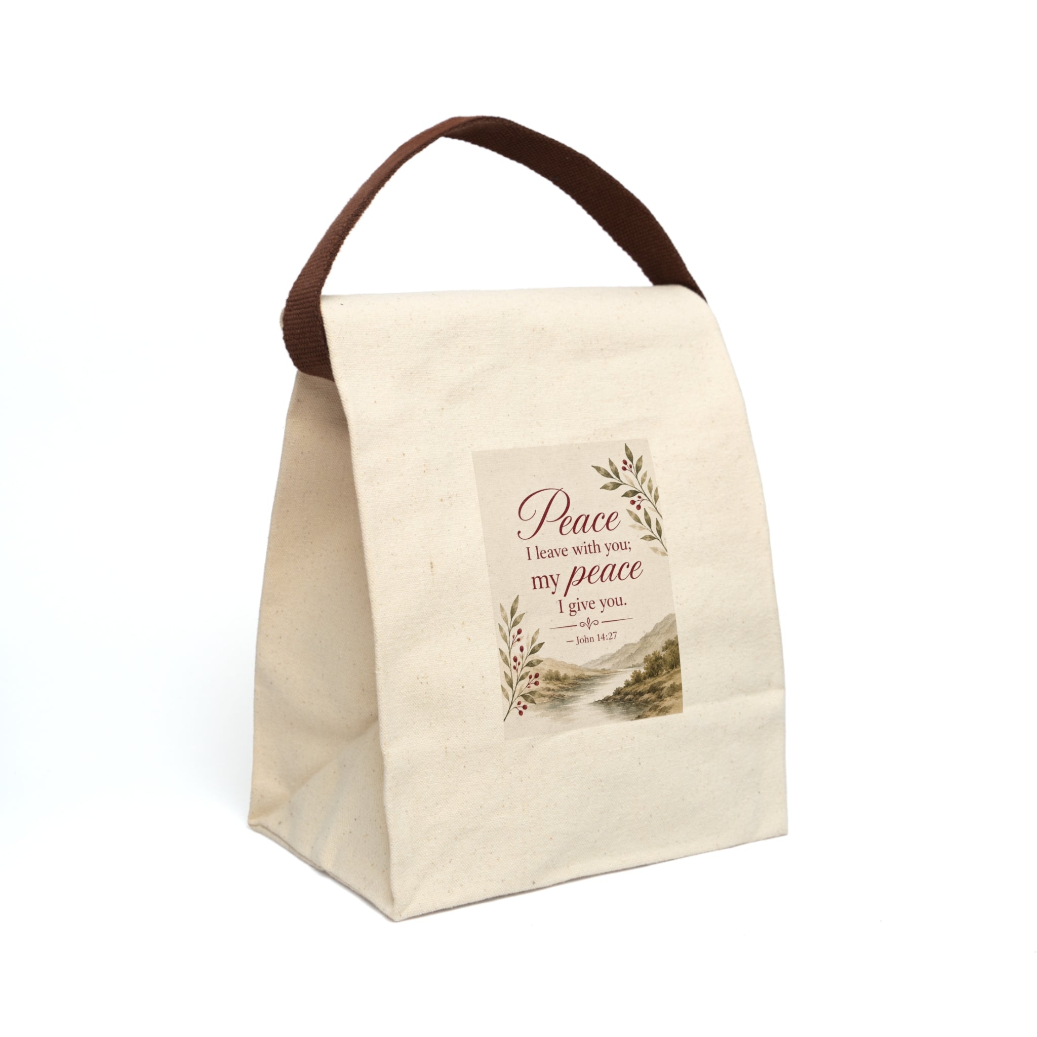 Canvas Lunch Bag — "Peace I Leave With You" Inspirational Scripture Tote