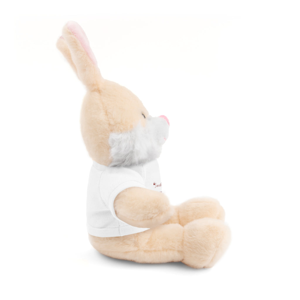 Plush Bear with “I am with you always.” — Matthew 28:20 Custom Tee – Soft Brown Teddy Gift