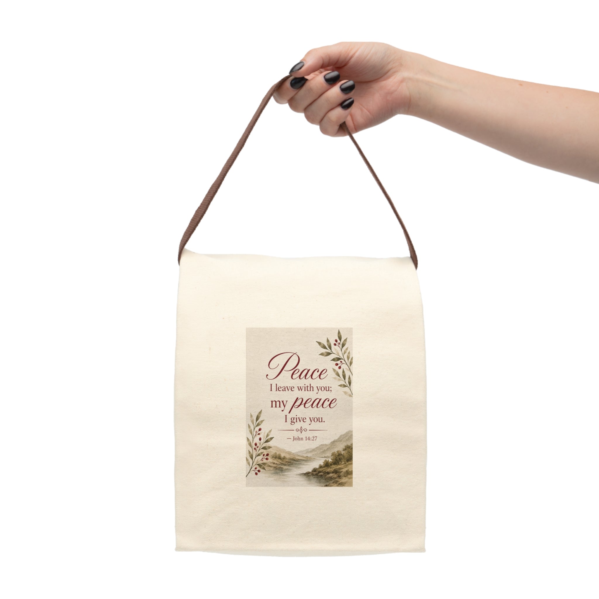 Canvas Lunch Bag — "Peace I Leave With You" Inspirational Scripture Tote