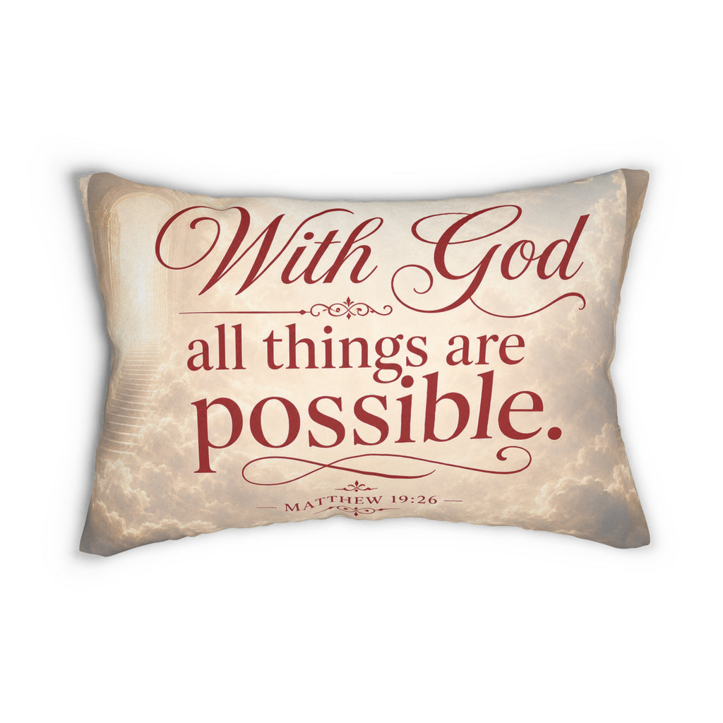 "With God All Things Are Possible" Lumbar Pillow – Inspirational Scripture Matthew 19:26
