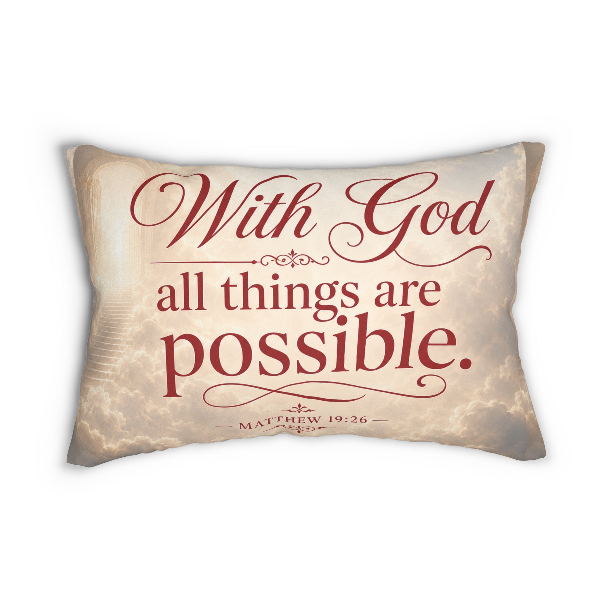 "With God All Things Are Possible" Lumbar Pillow – Inspirational Scripture Matthew 19:26