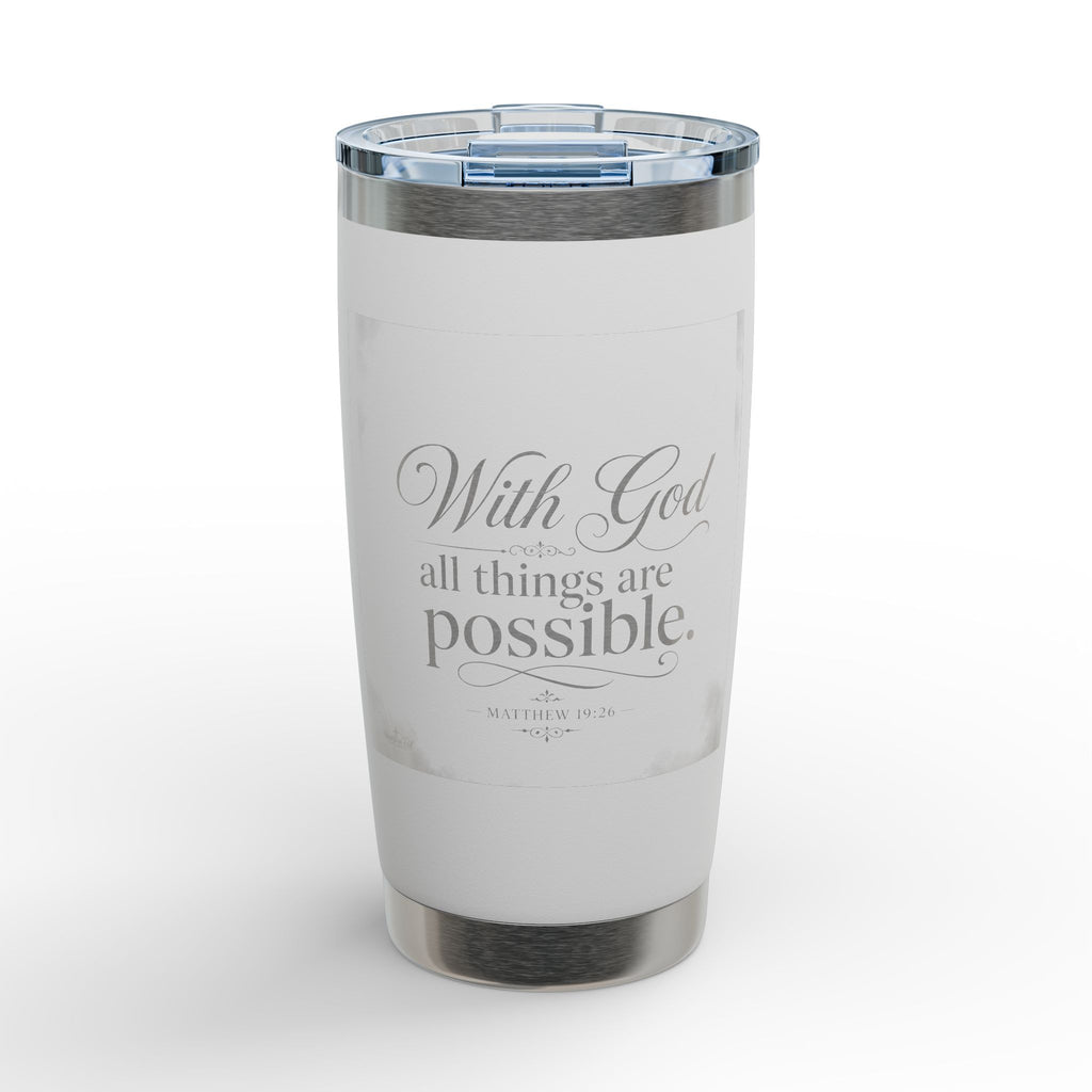 Engraved 20oz Tumbler – "With God all things are possible"