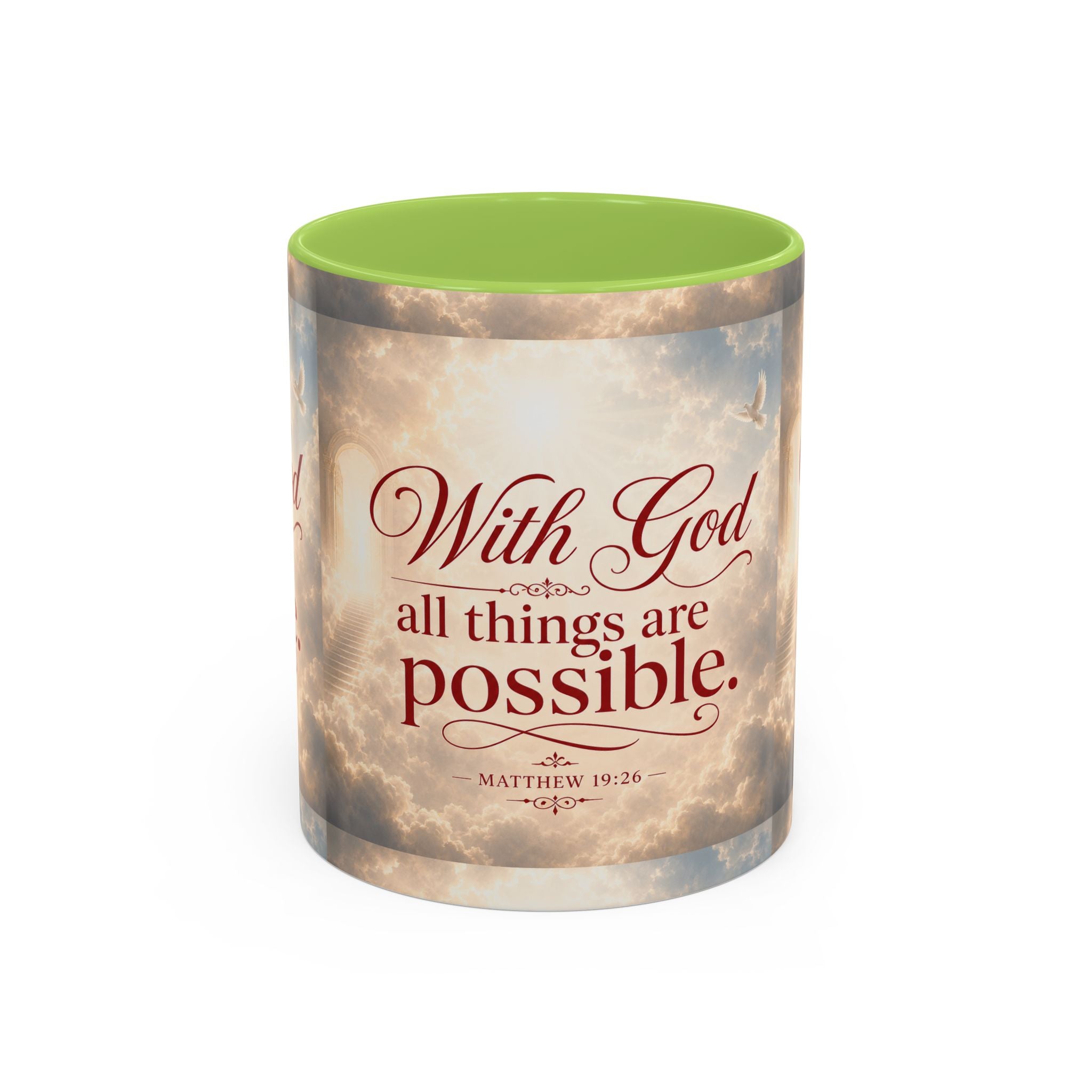 With God All Things Are Possible Accent Coffee Mug – Inspirational Christian Scripture 11/15oz
