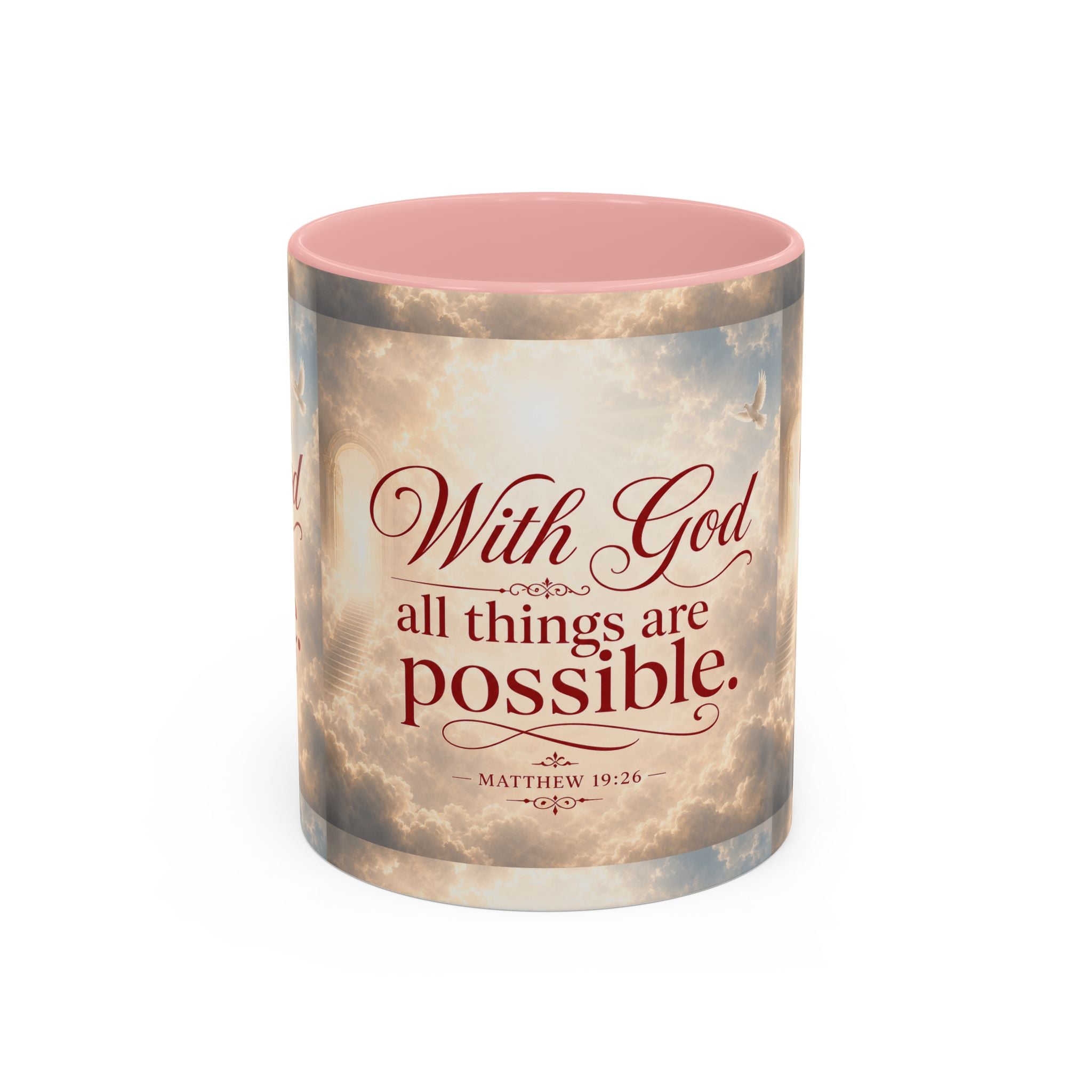 With God All Things Are Possible Accent Coffee Mug – Inspirational Christian Scripture 11/15oz