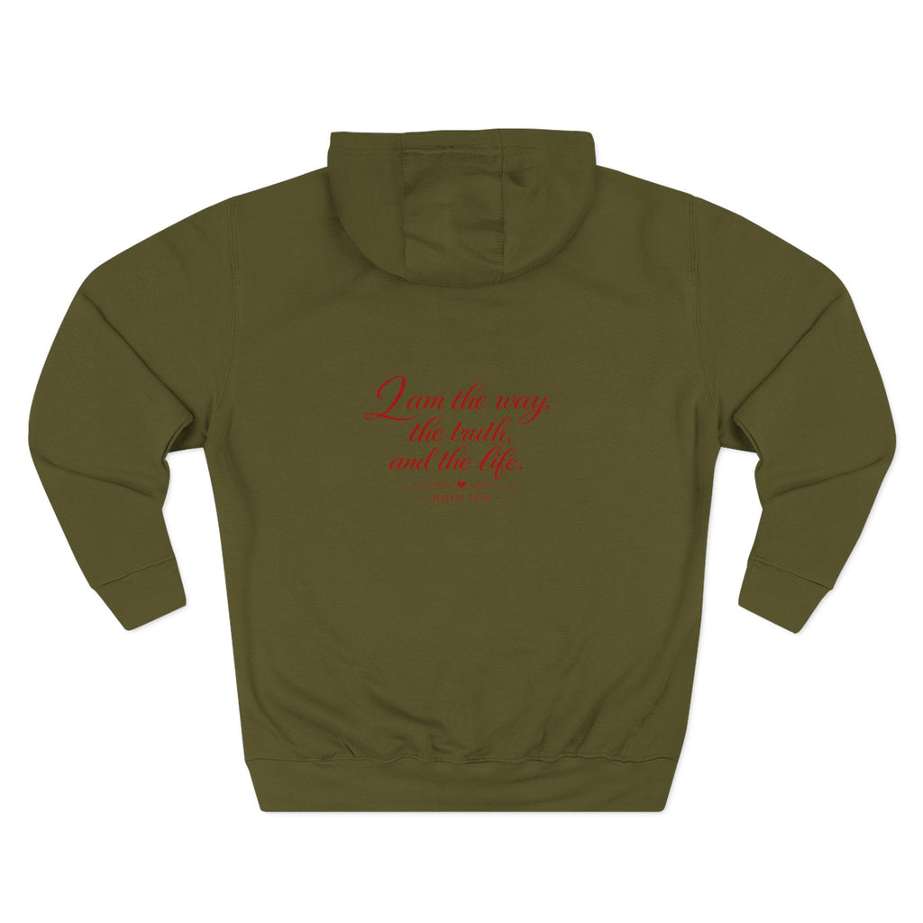 Faith Quote Hoodie — "I am the way, the truth, and the life" Fleece Pullover