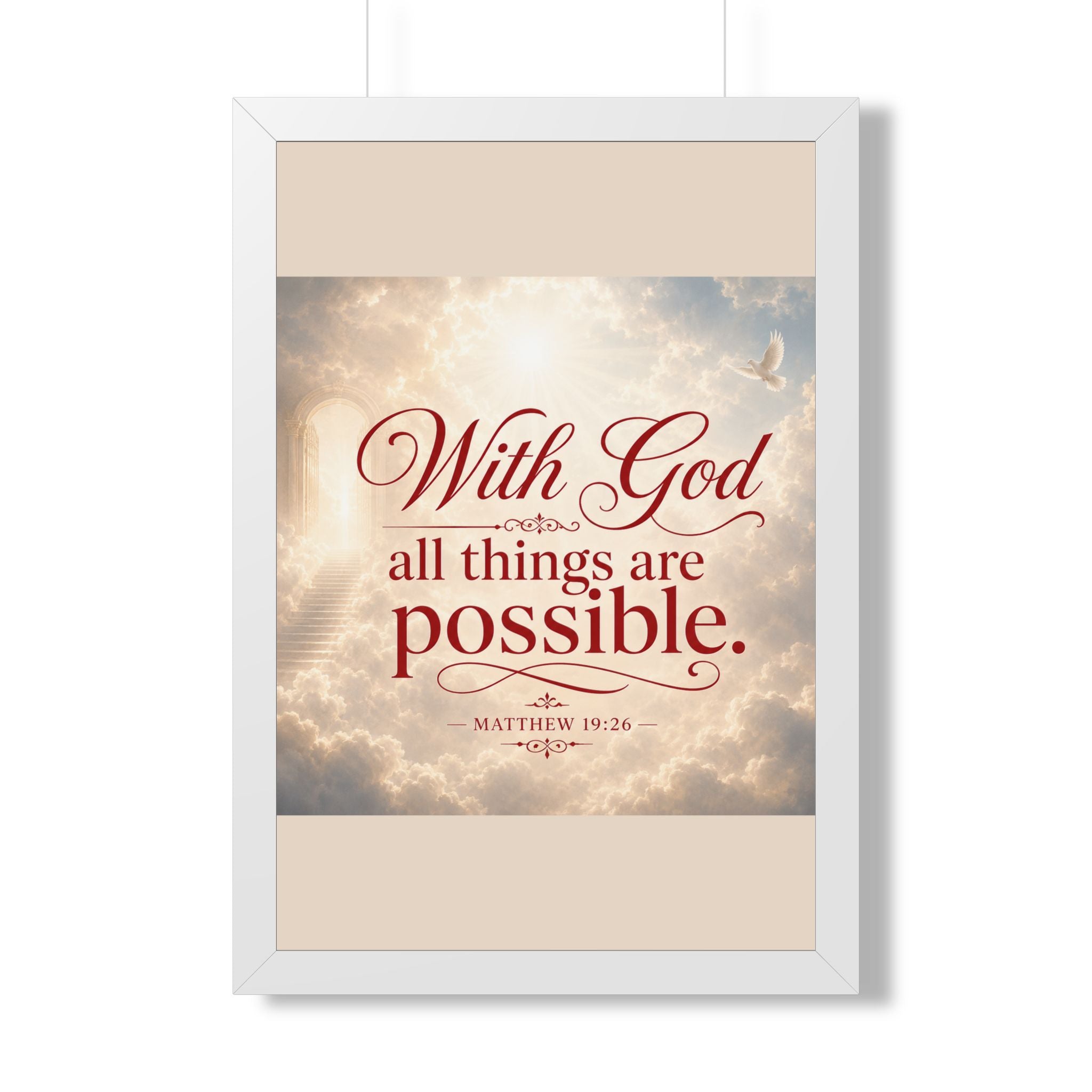 Framed Poster — "With God All Things Are Possible" Biblical Wall Art (Matthew 19:26)