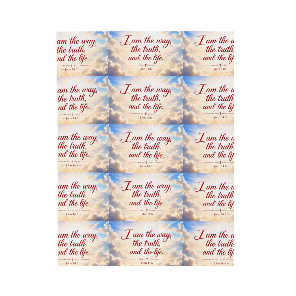 Christian Verse Velveteen Plush Blanket — “I am the way, the truth, and the life.” Sky Design