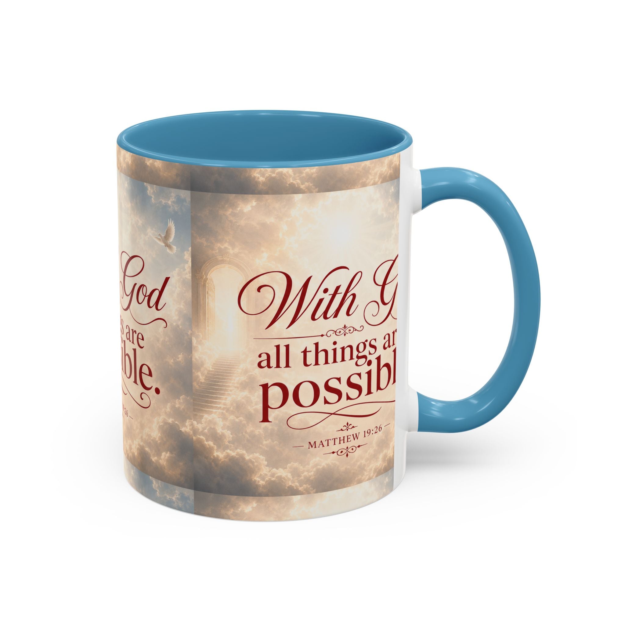 With God All Things Are Possible Accent Coffee Mug – Inspirational Christian Scripture 11/15oz