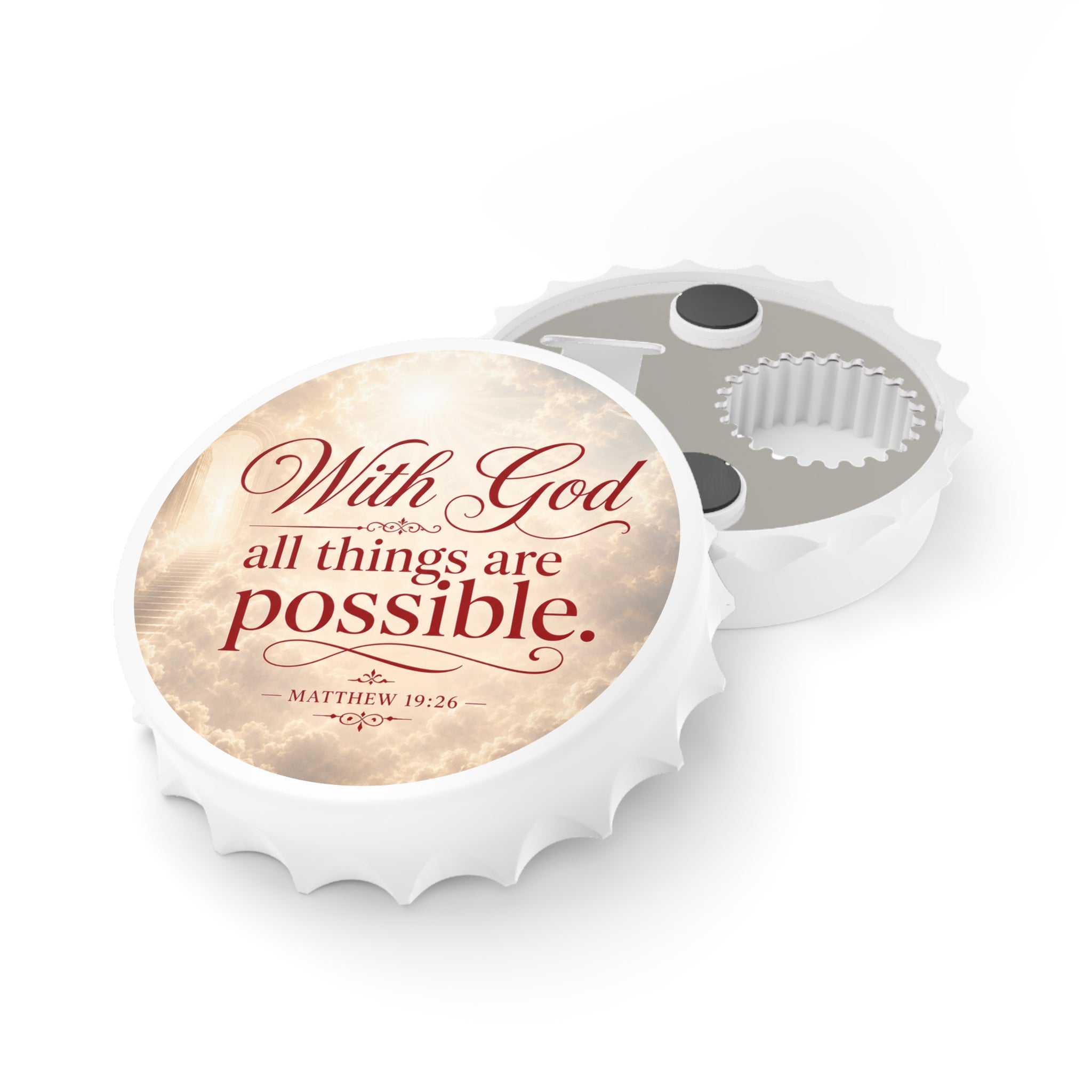 With God All Things Are Possible Bottle Opener — Inspirational Christian Tool