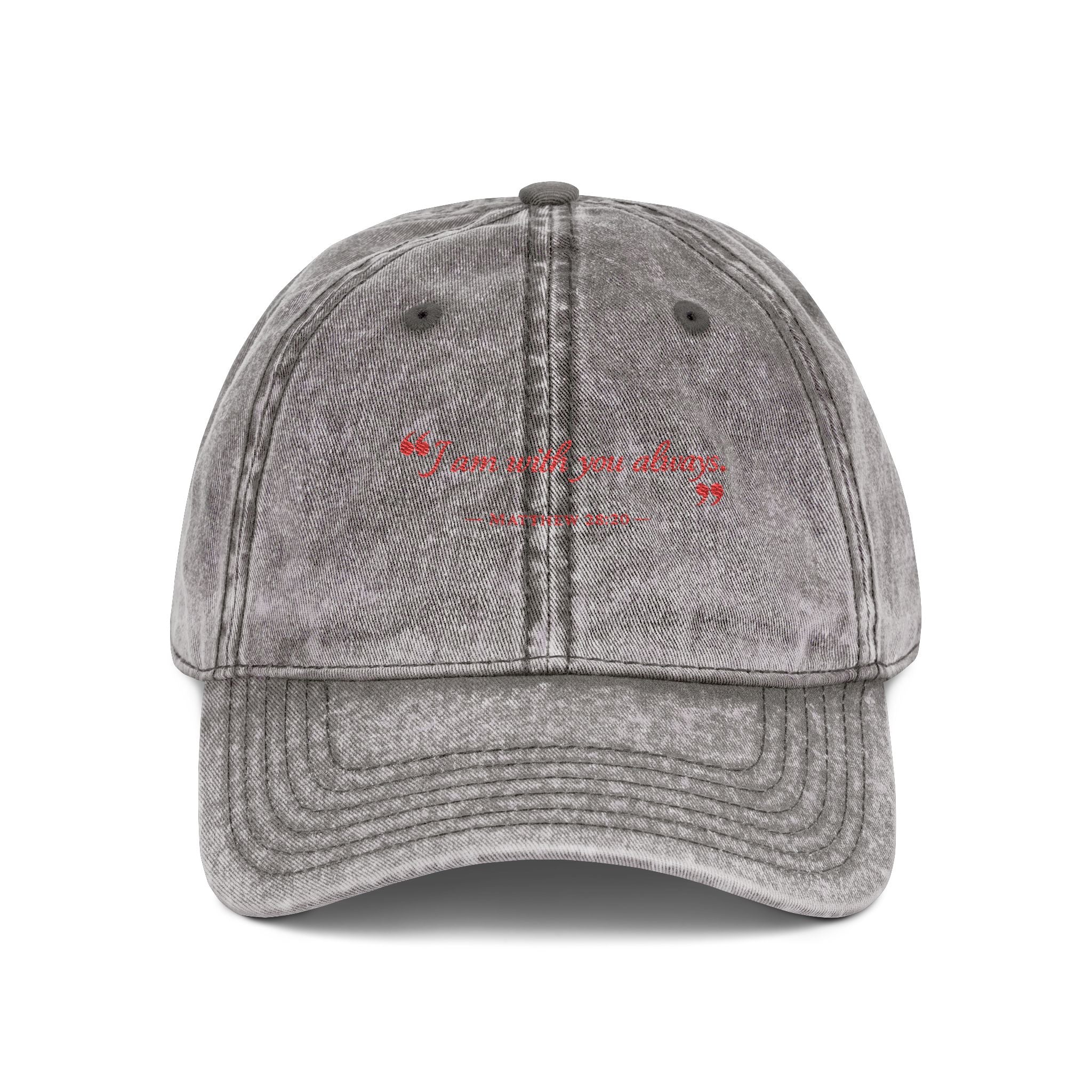 Vintage Embroidered Cap — "I am with you always" Matthew 28:20