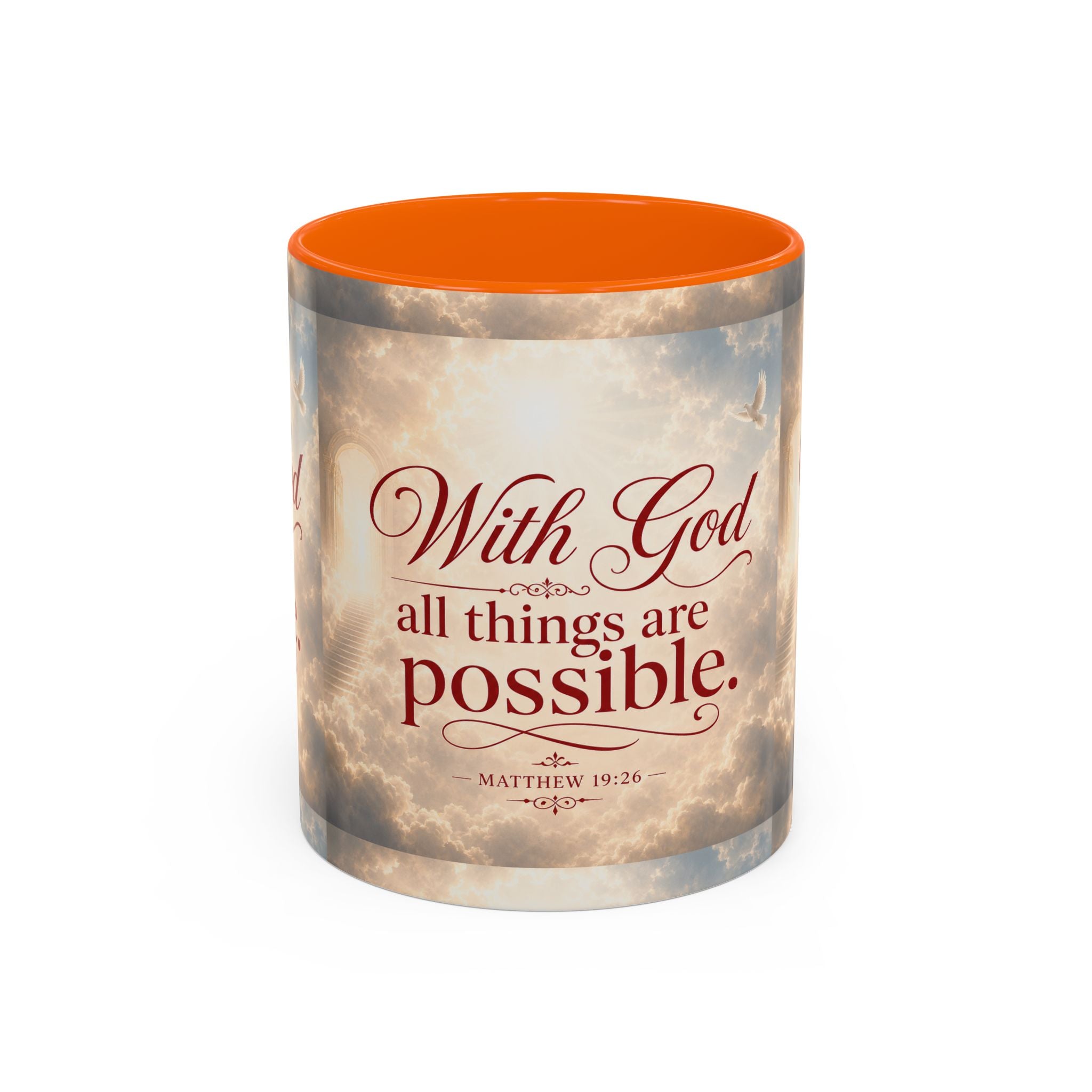 With God All Things Are Possible Accent Coffee Mug – Inspirational Christian Scripture 11/15oz