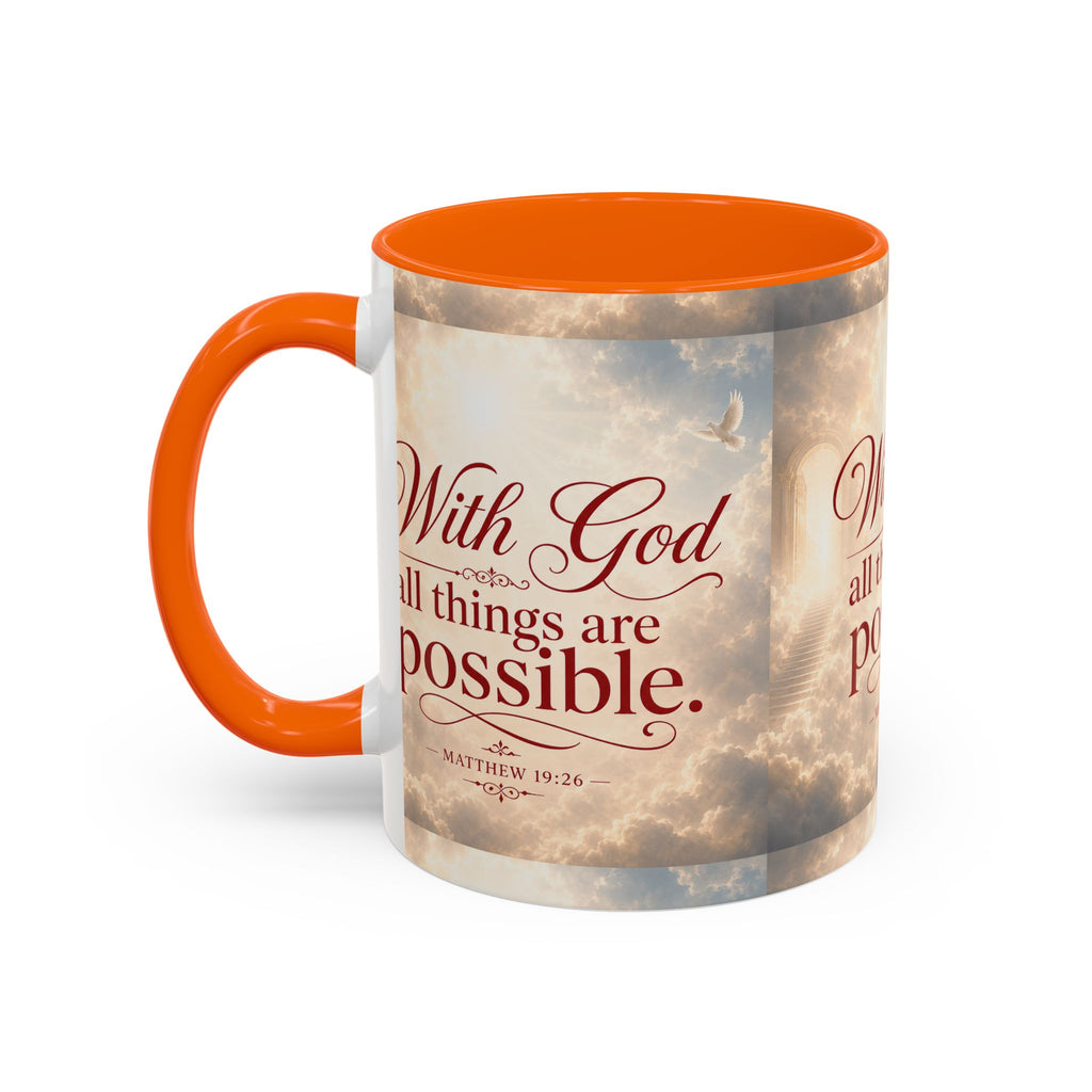 With God All Things Are Possible Accent Coffee Mug – Inspirational Christian Scripture 11/15oz