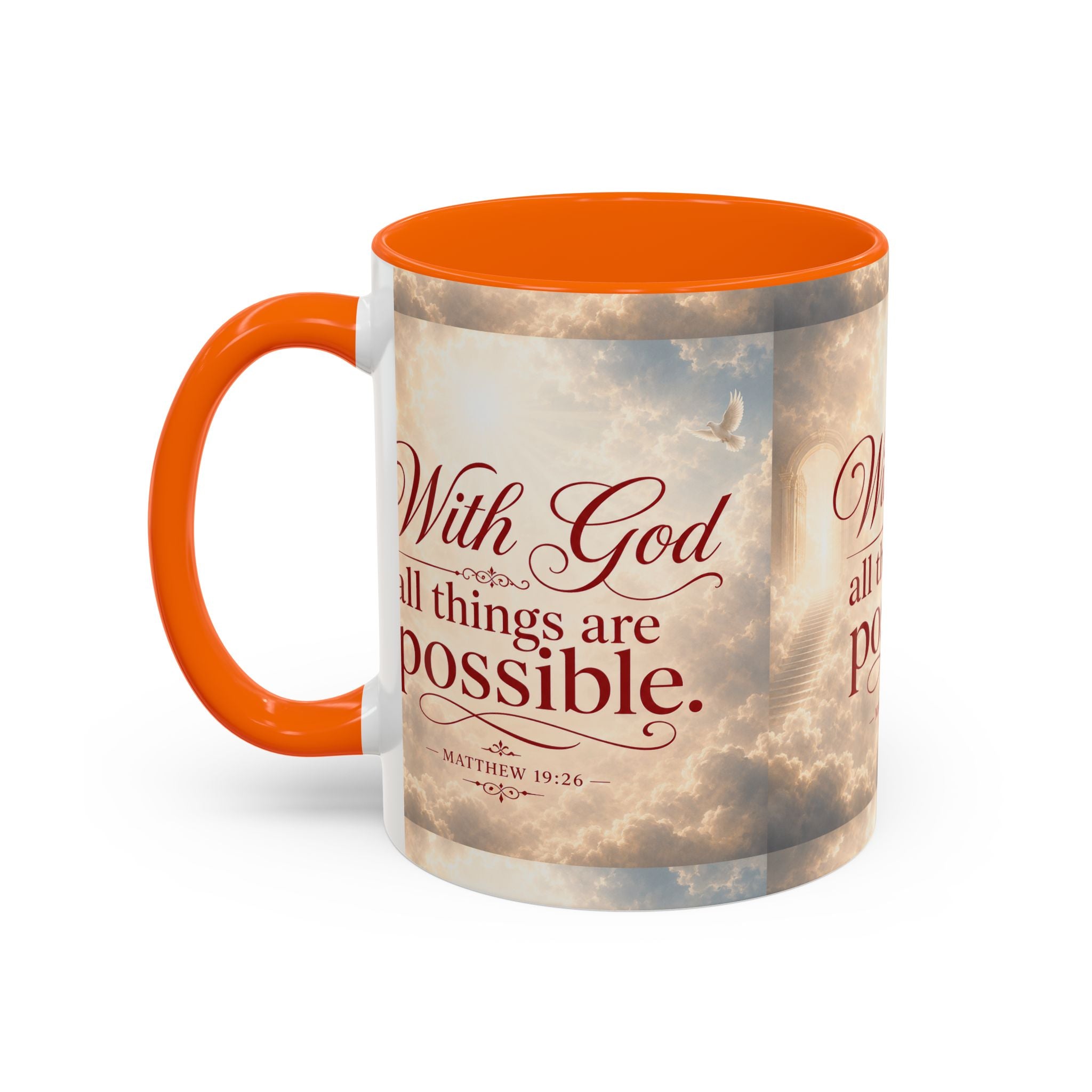 With God All Things Are Possible Accent Coffee Mug – Inspirational Christian Scripture 11/15oz
