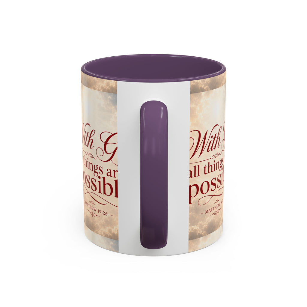 With God All Things Are Possible Accent Coffee Mug – Inspirational Christian Scripture 11/15oz