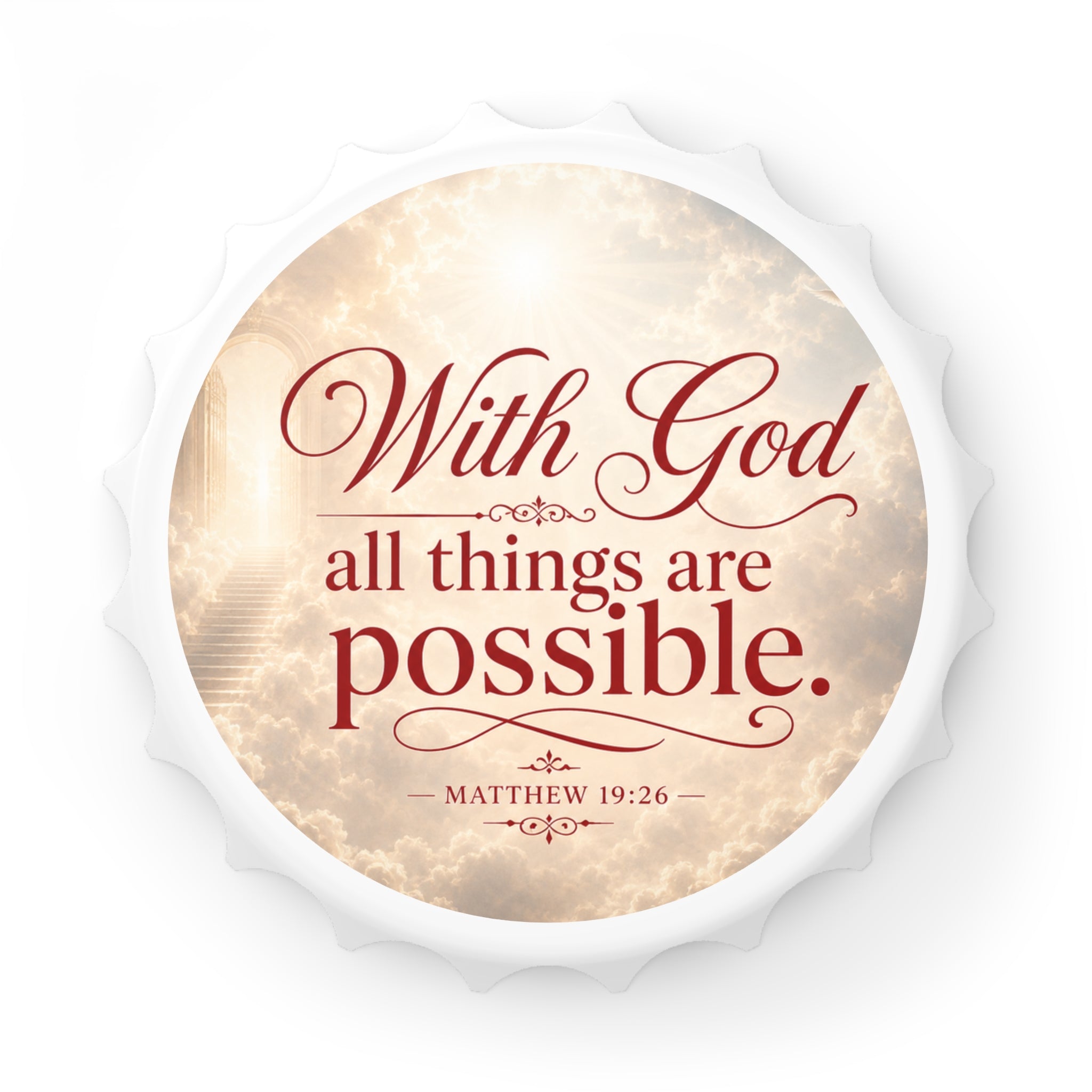 With God All Things Are Possible Bottle Opener — Inspirational Christian Tool