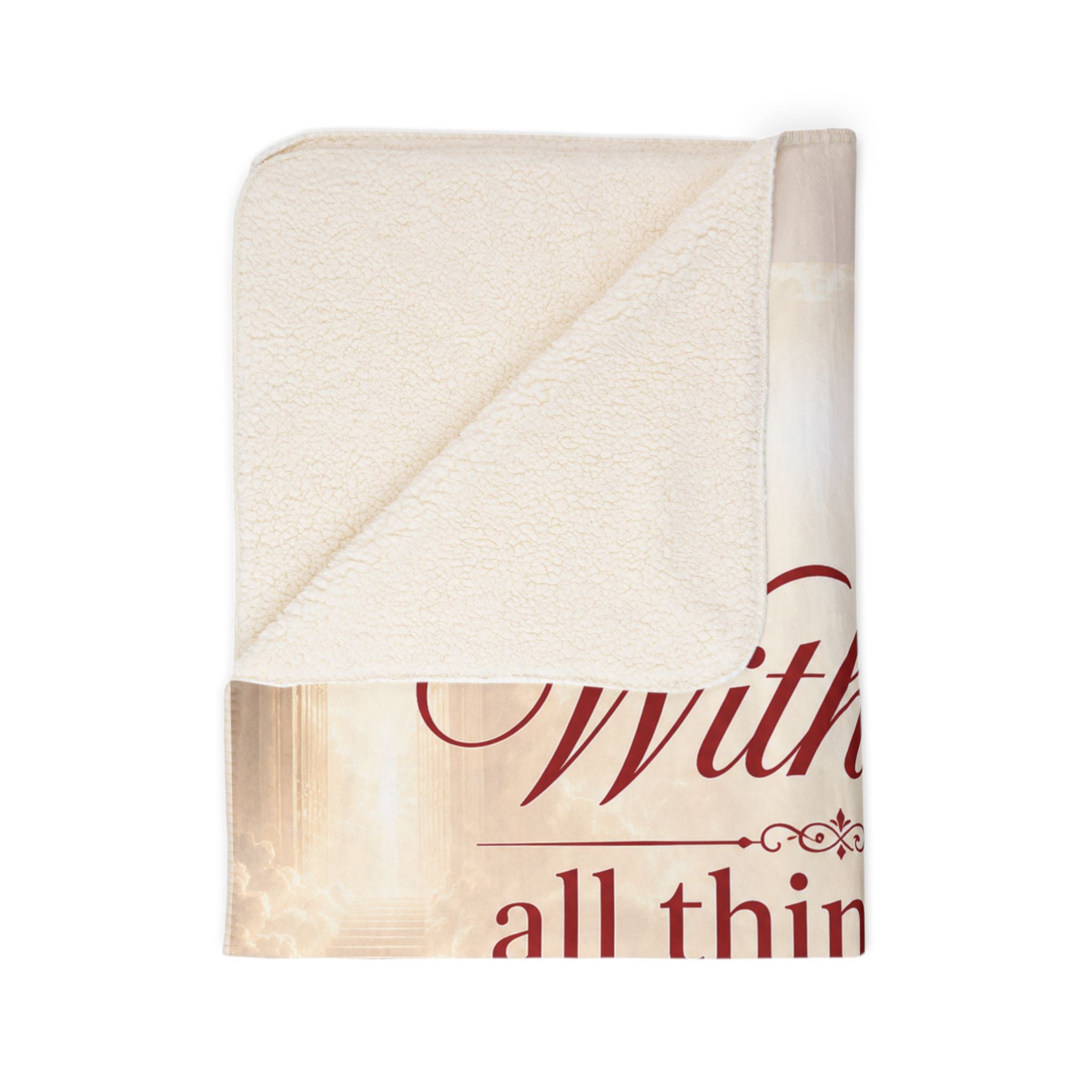 Inspirational Christian Sherpa Blanket — “With God all things are possible” (Matthew 19:26)