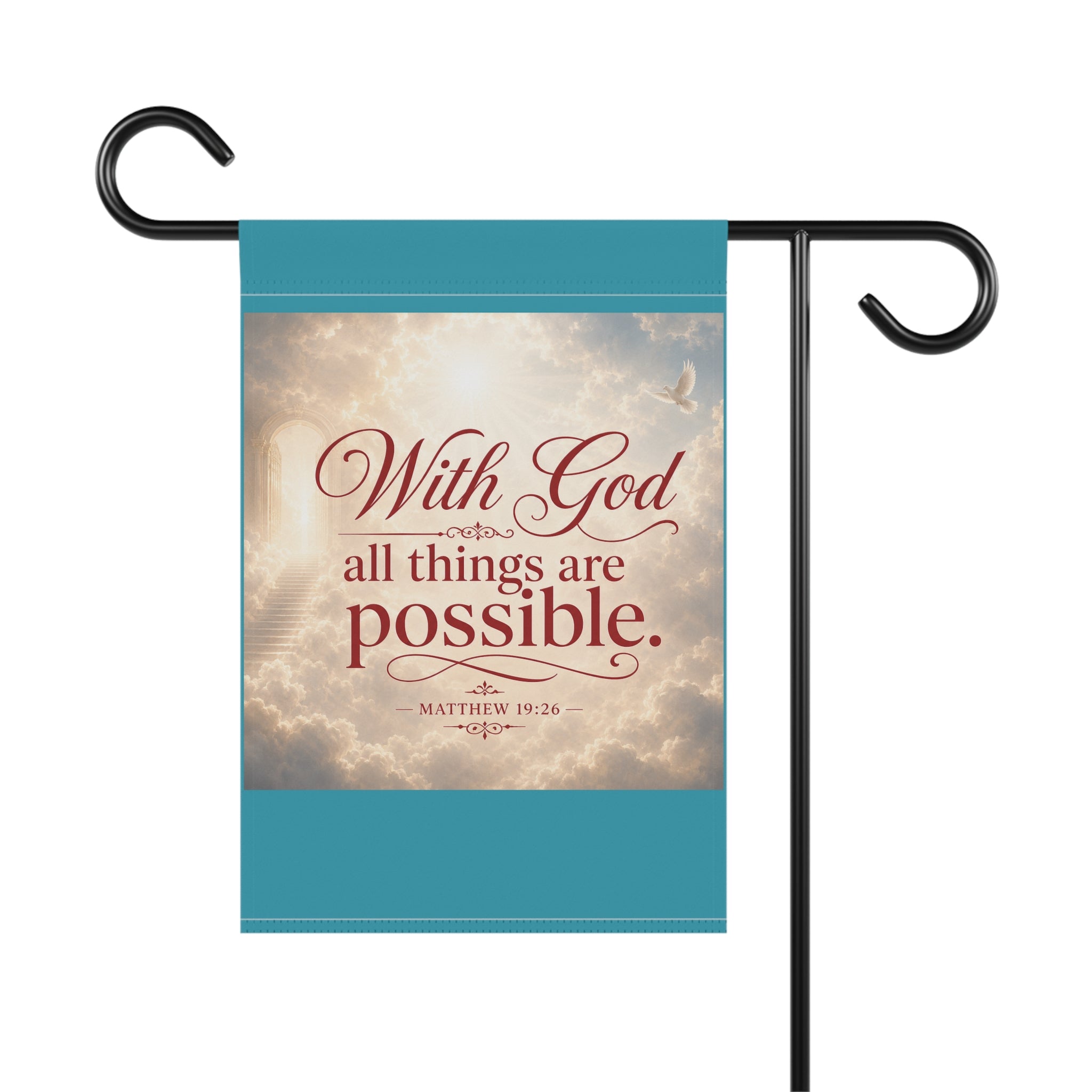 Inspirational Garden Banner — "With God All Things Are Possible" Scripture Yard Flag