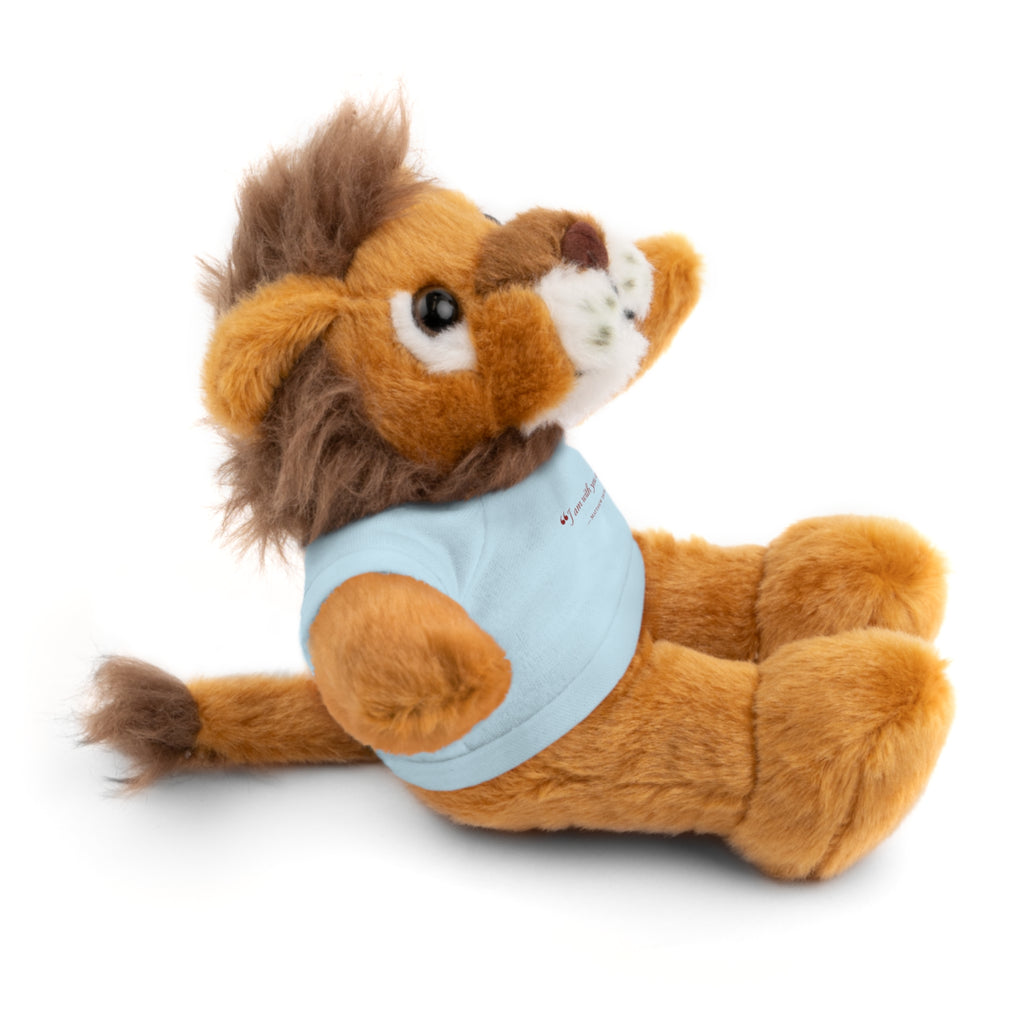 Plush Bear with “I am with you always.” — Matthew 28:20 Custom Tee – Soft Brown Teddy Gift