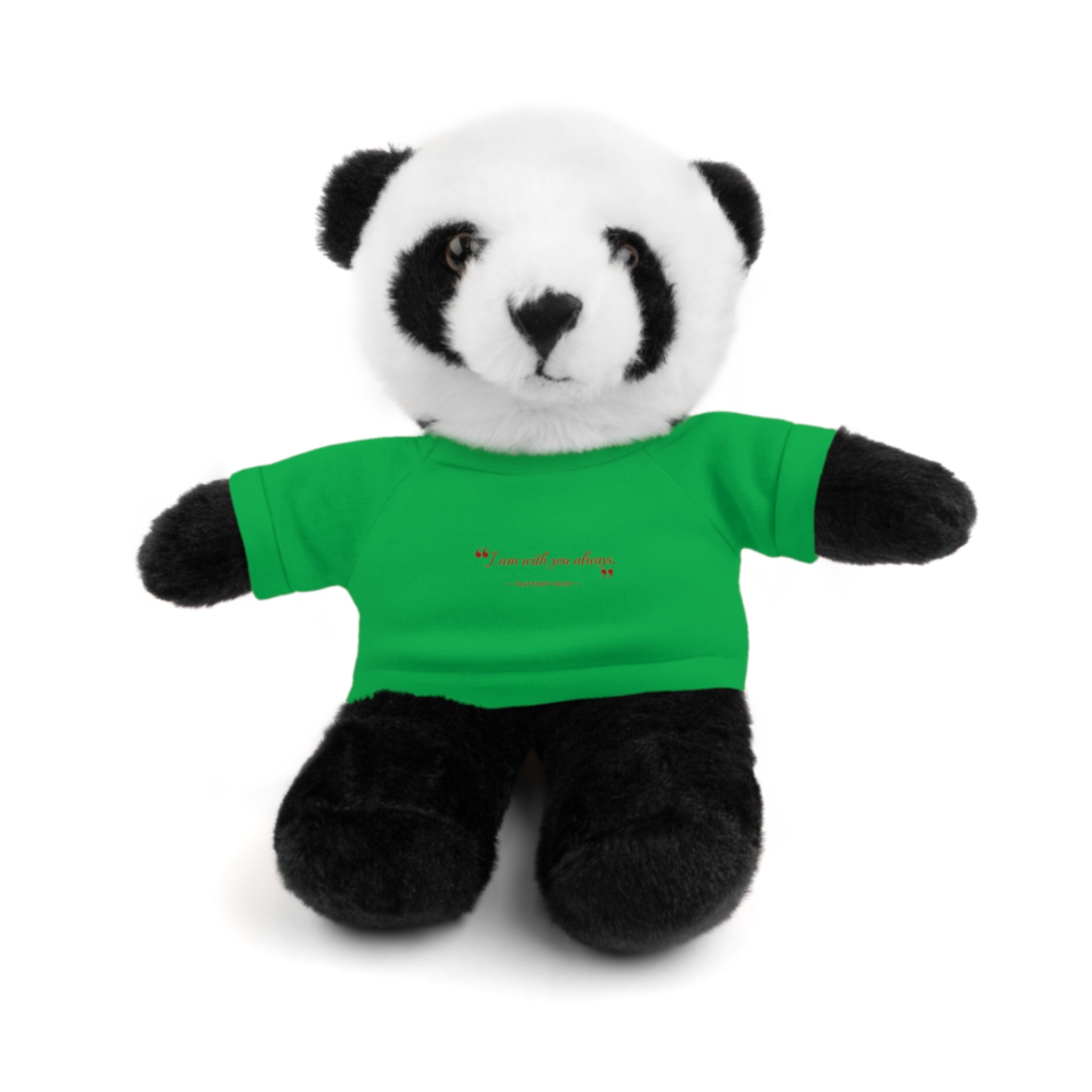 Plush Bear with “I am with you always.” — Matthew 28:20 Custom Tee – Soft Brown Teddy Gift