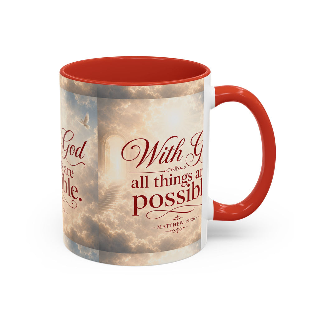 With God All Things Are Possible Accent Coffee Mug – Inspirational Christian Scripture 11/15oz