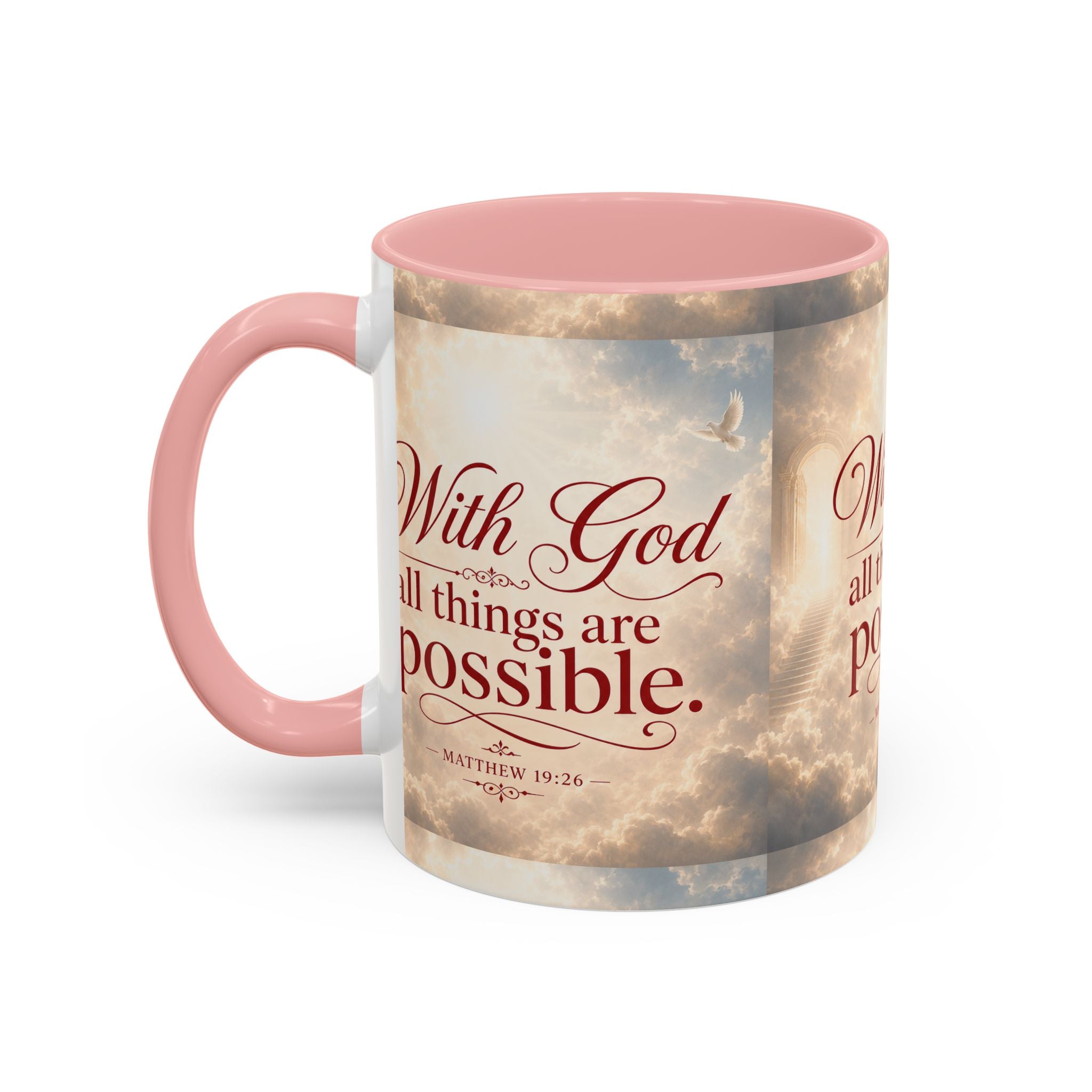 With God All Things Are Possible Accent Coffee Mug – Inspirational Christian Scripture 11/15oz