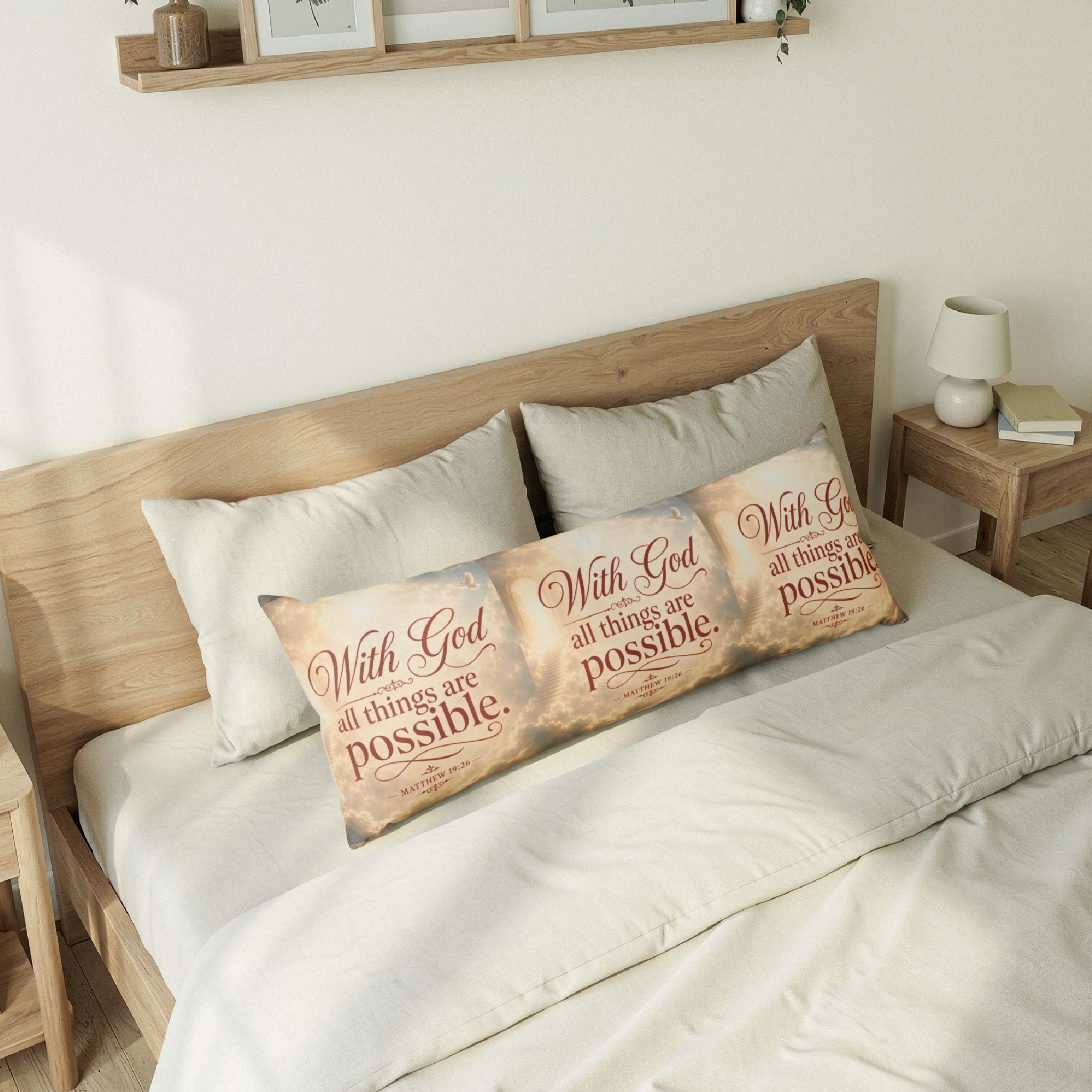 Inspirational Faith Body Pillow — "With God All Things Are Possible"