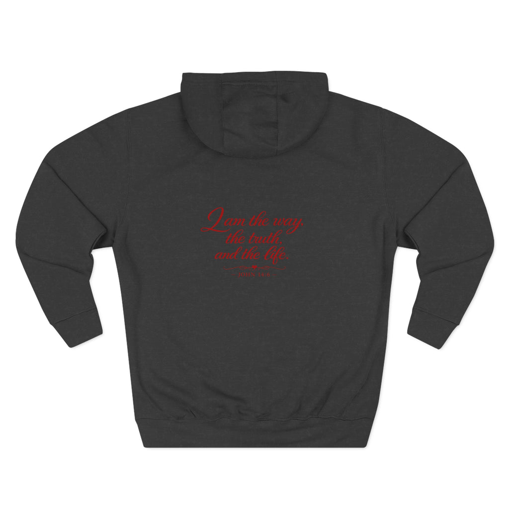 Faith Quote Hoodie — "I am the way, the truth, and the life" Fleece Pullover