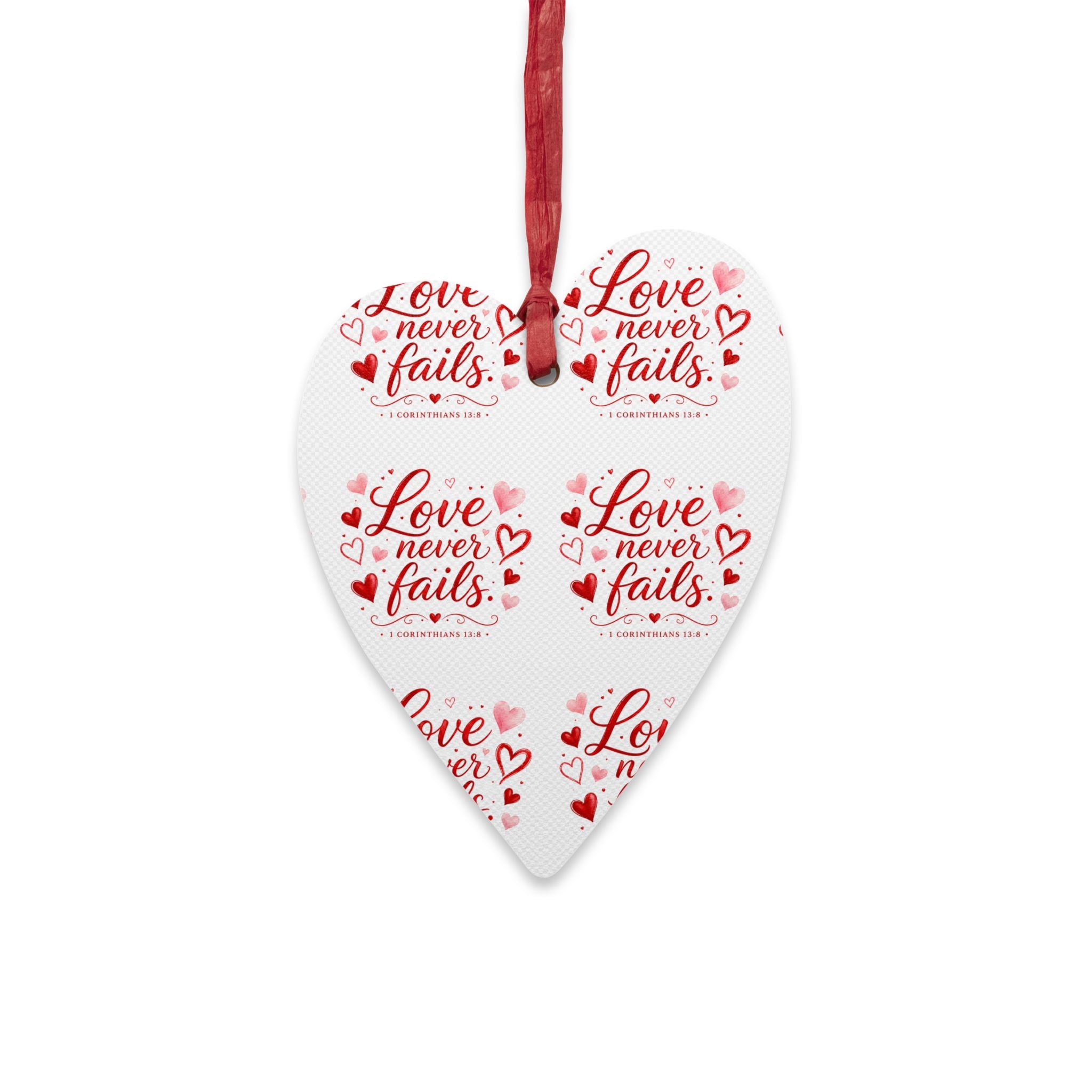 Heart Ornament — “Love Never Fails” Valentine Decoration
