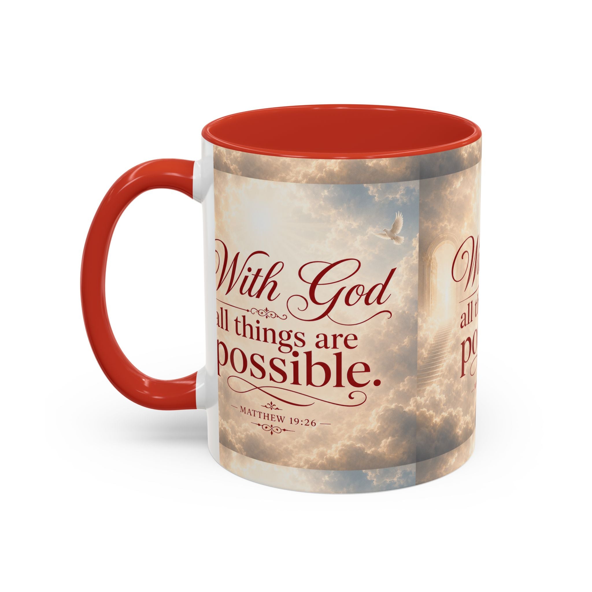 With God All Things Are Possible Accent Coffee Mug – Inspirational Christian Scripture 11/15oz