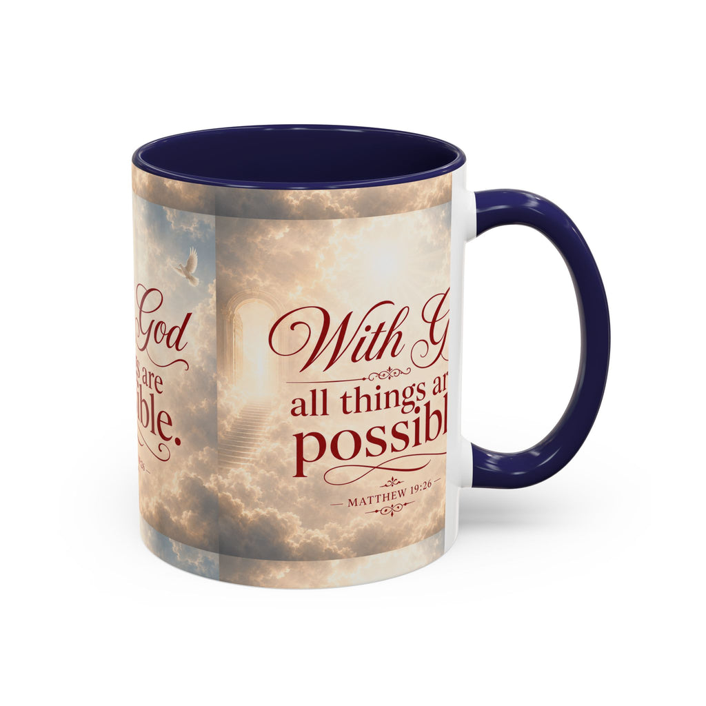With God All Things Are Possible Accent Coffee Mug – Inspirational Christian Scripture 11/15oz