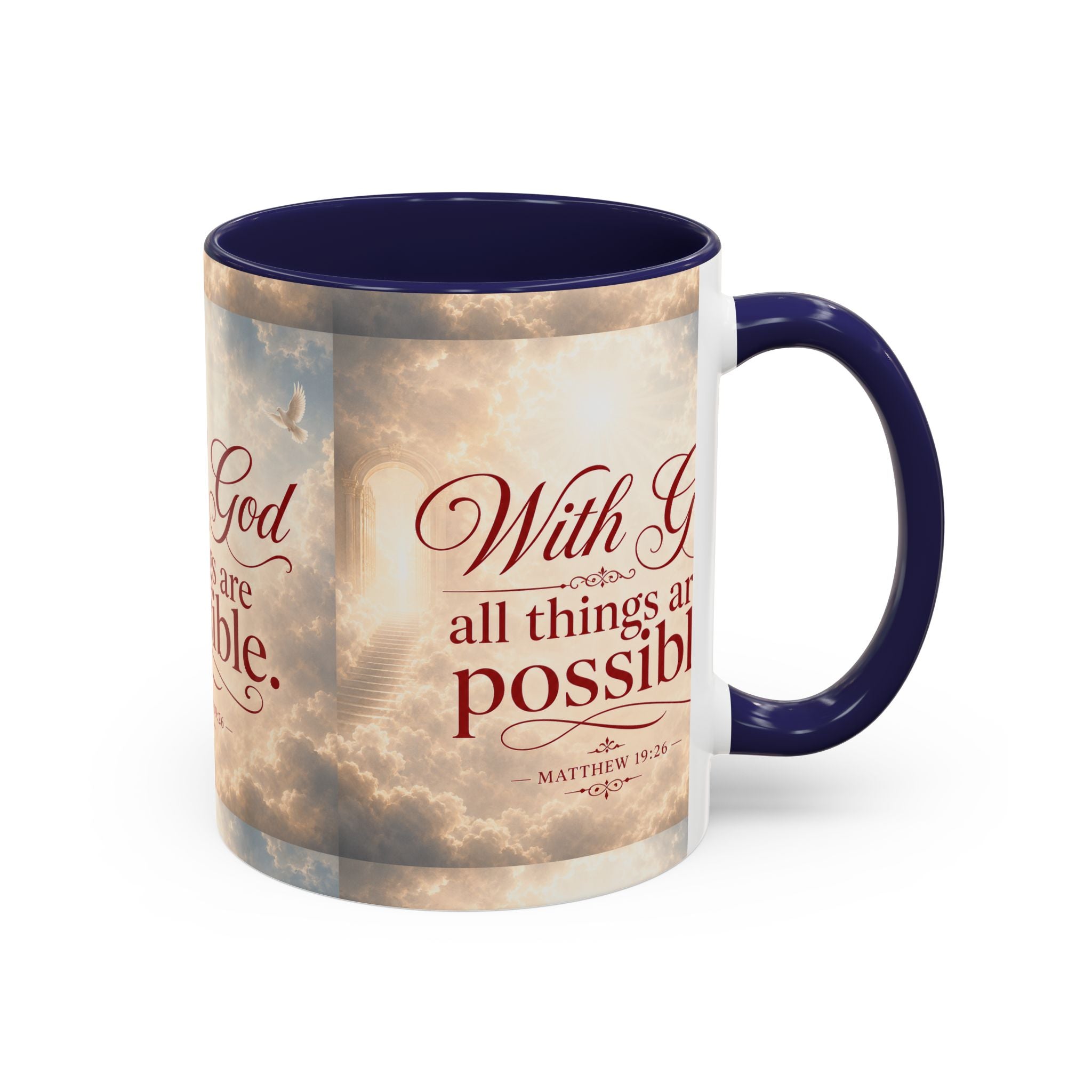 With God All Things Are Possible Accent Coffee Mug – Inspirational Christian Scripture 11/15oz