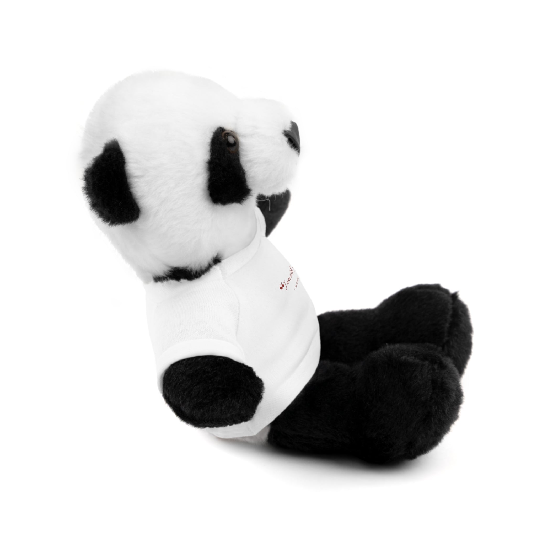 Plush Bear with “I am with you always.” — Matthew 28:20 Custom Tee – Soft Brown Teddy Gift
