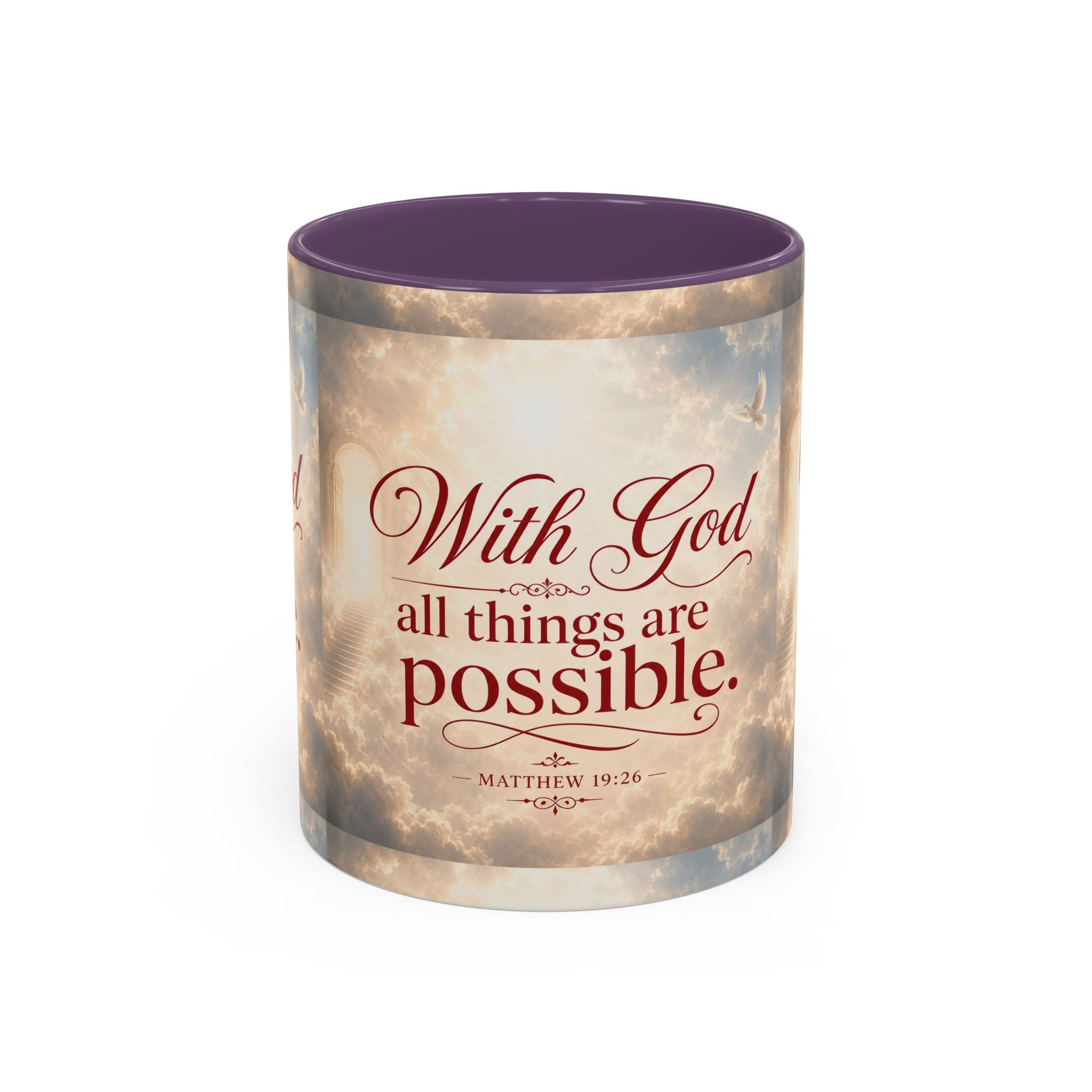 With God All Things Are Possible Accent Coffee Mug – Inspirational Christian Scripture 11/15oz