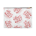 Love Never Fails Accessory Pouch — Valentine Heart Makeup & Travel Bag
