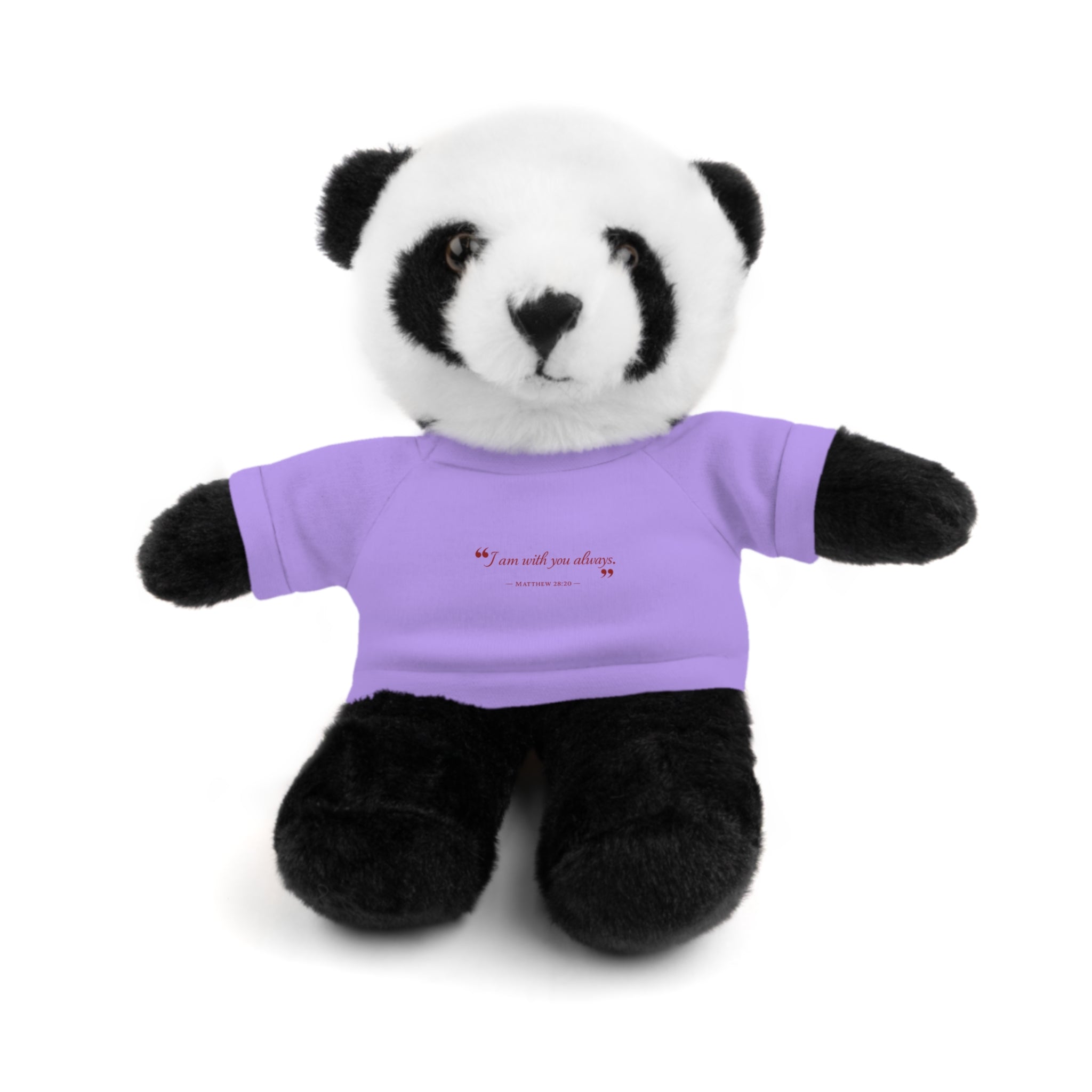 Plush Bear with “I am with you always.” — Matthew 28:20 Custom Tee – Soft Brown Teddy Gift